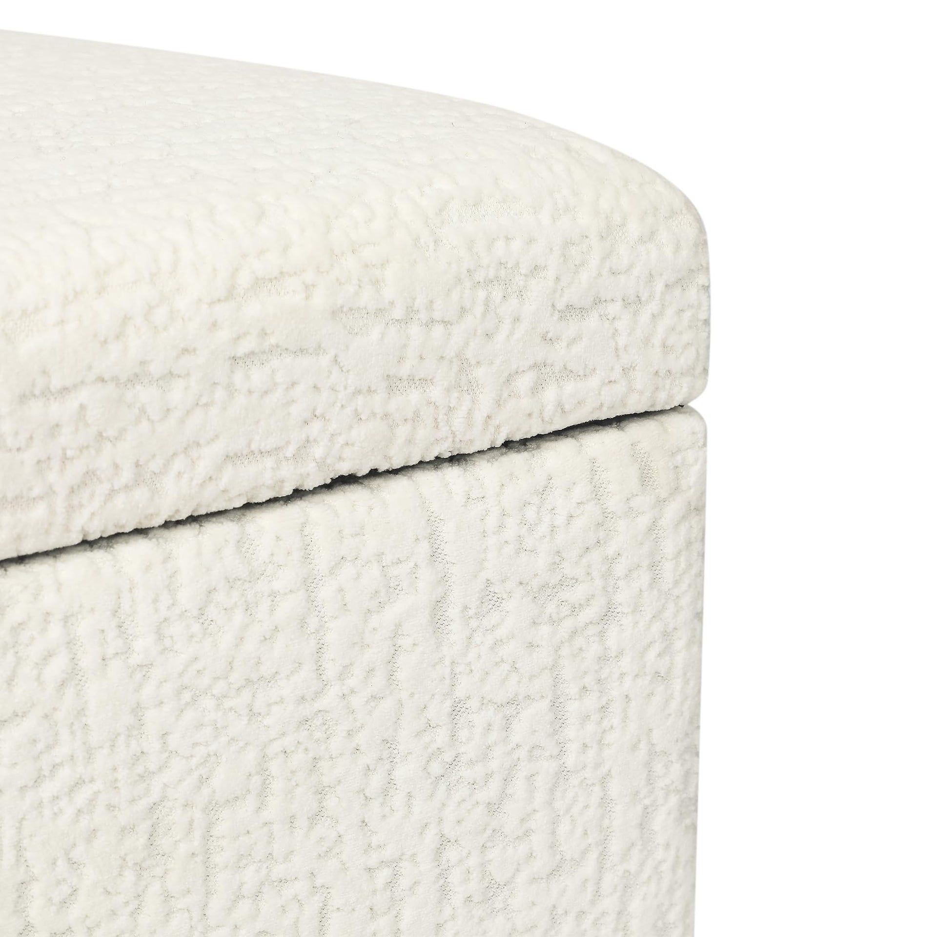 18 Inch High Faux Fur White Cube Ottoman Storage