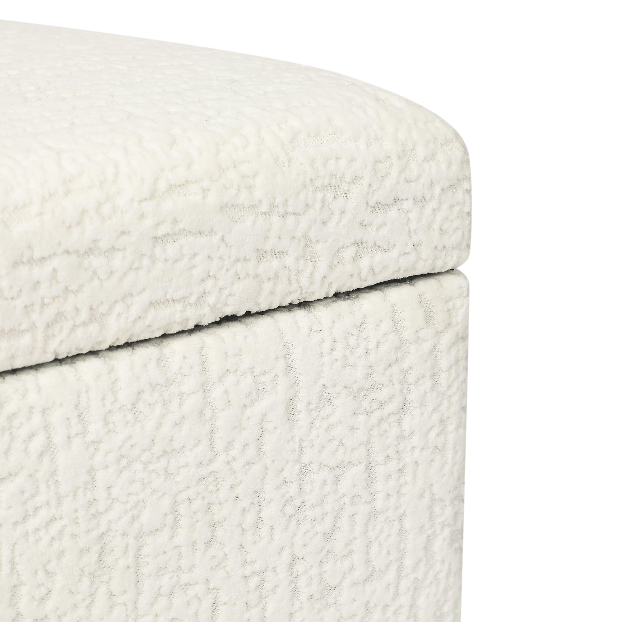 18 Inch High Faux Fur White Cube Ottoman Storage