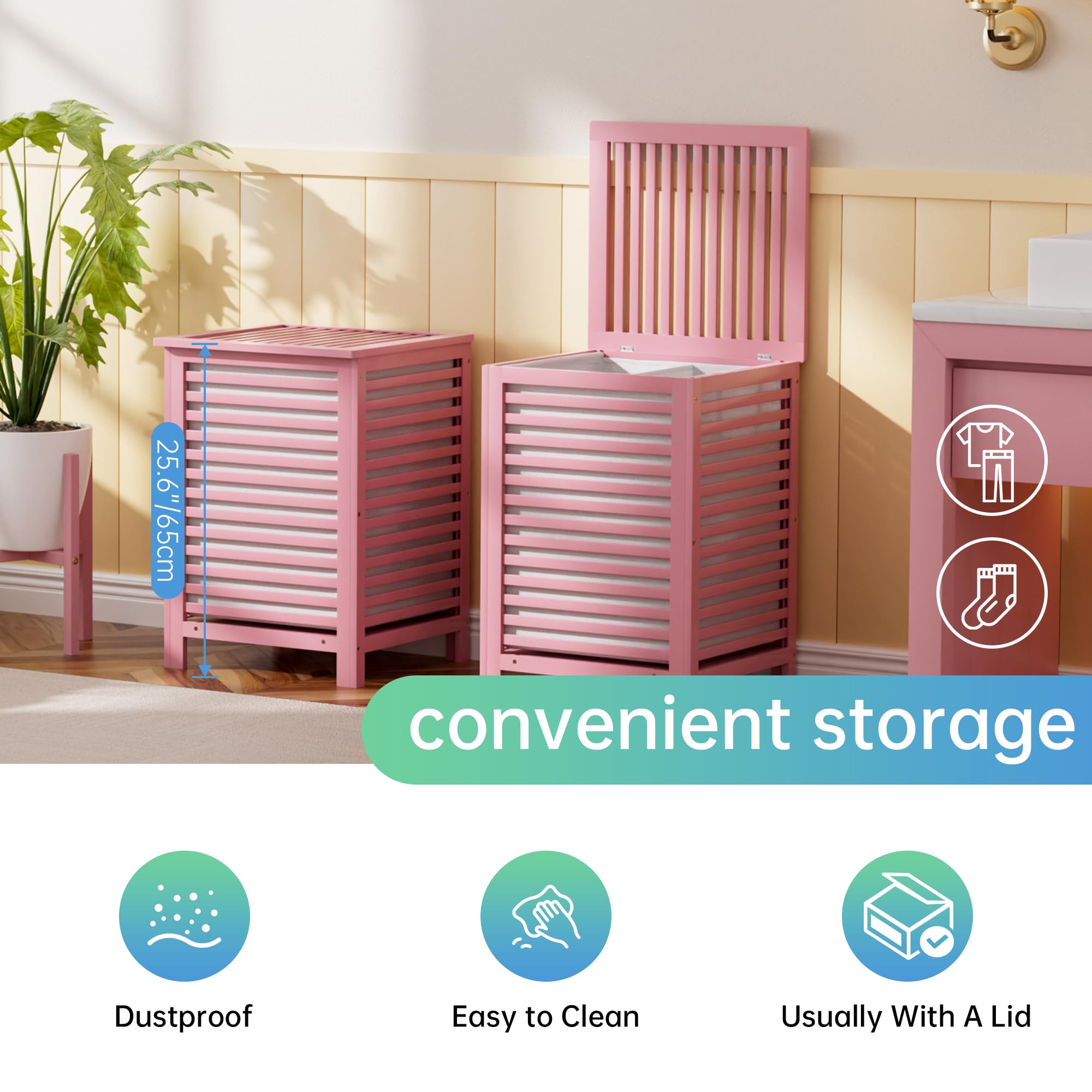 Double Laundry Hamper with Lid