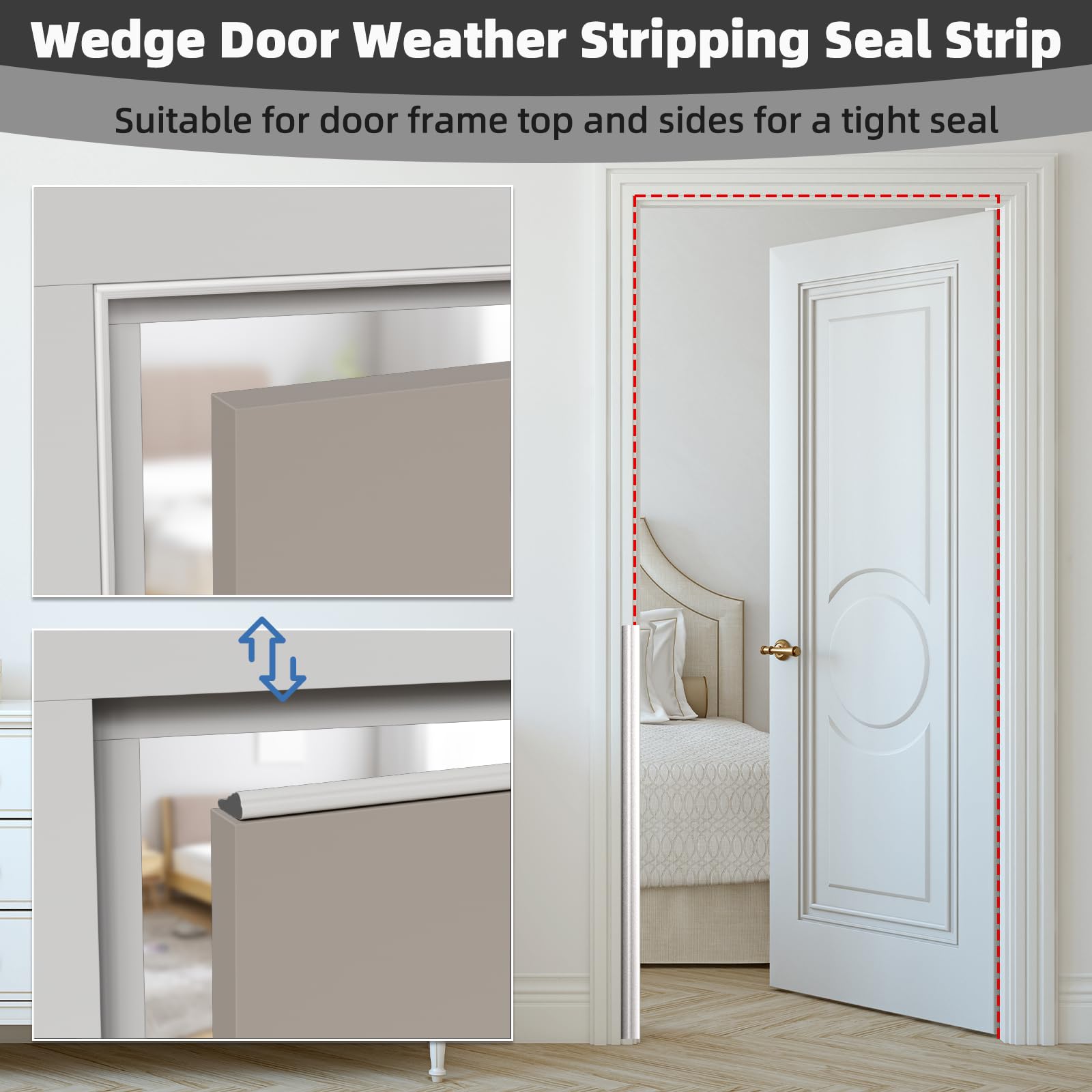3Pcs×196" Wedge Weather Stripping Door Seal for Door Frame & Window (49 Foot)