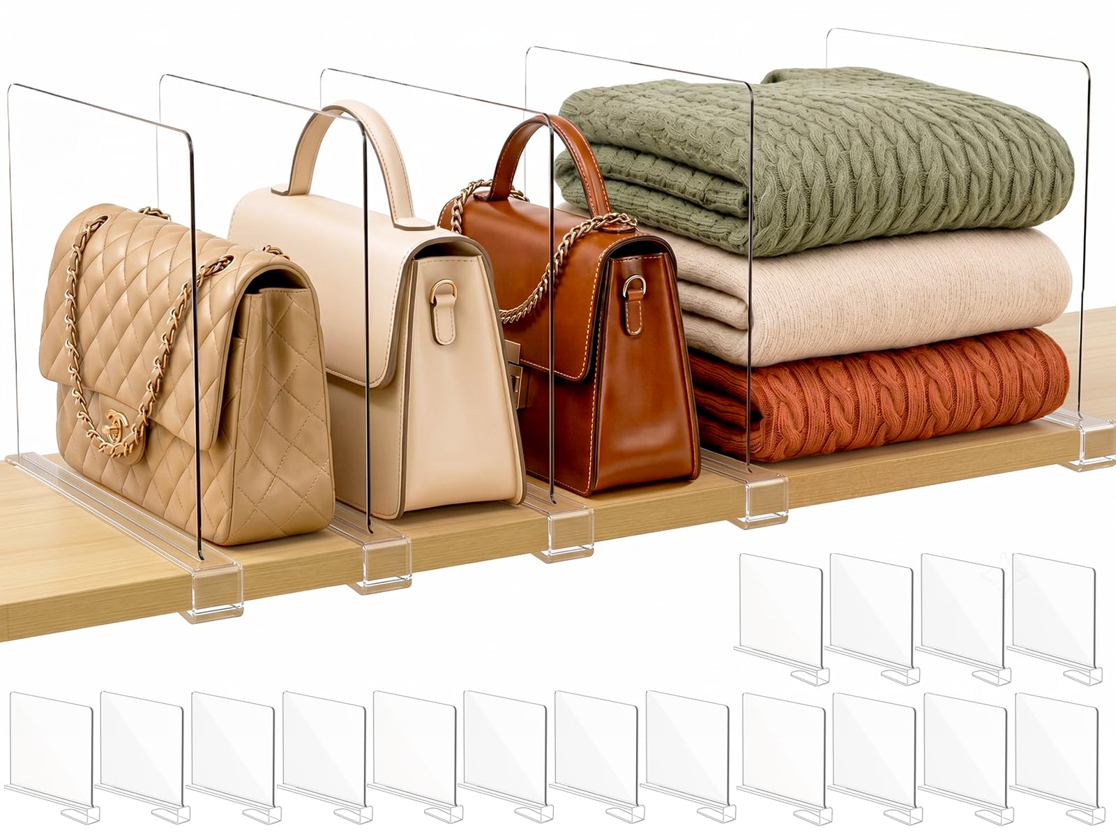 Shelf Dividers Purse Organizer for Closet (16 Count)