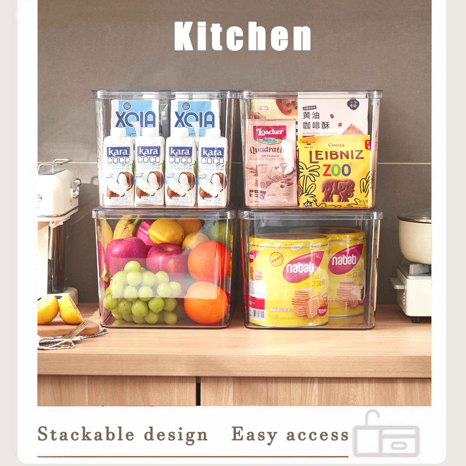 Clear plastic storage bins with LIDS (4 Count)