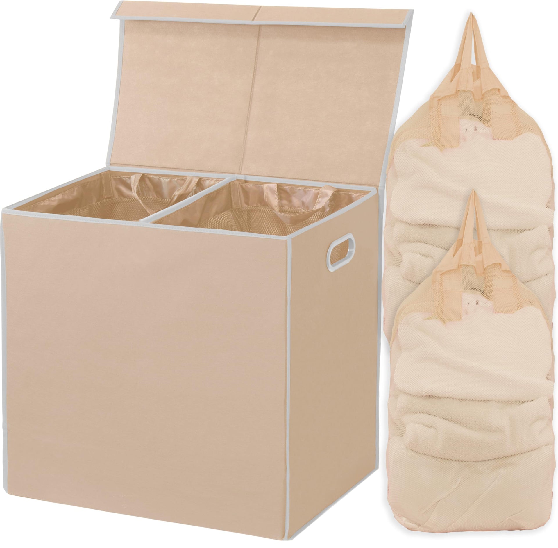 Double Laundry Hamper with Lid & Removable Bags