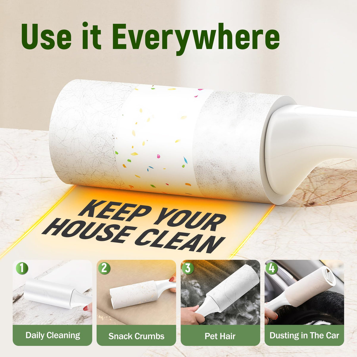 Extra Sticky Lint Roller for Pet Hair (500 Count)