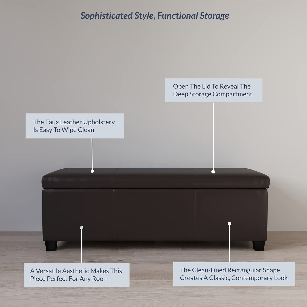 Storage Faux Leather Ottoman