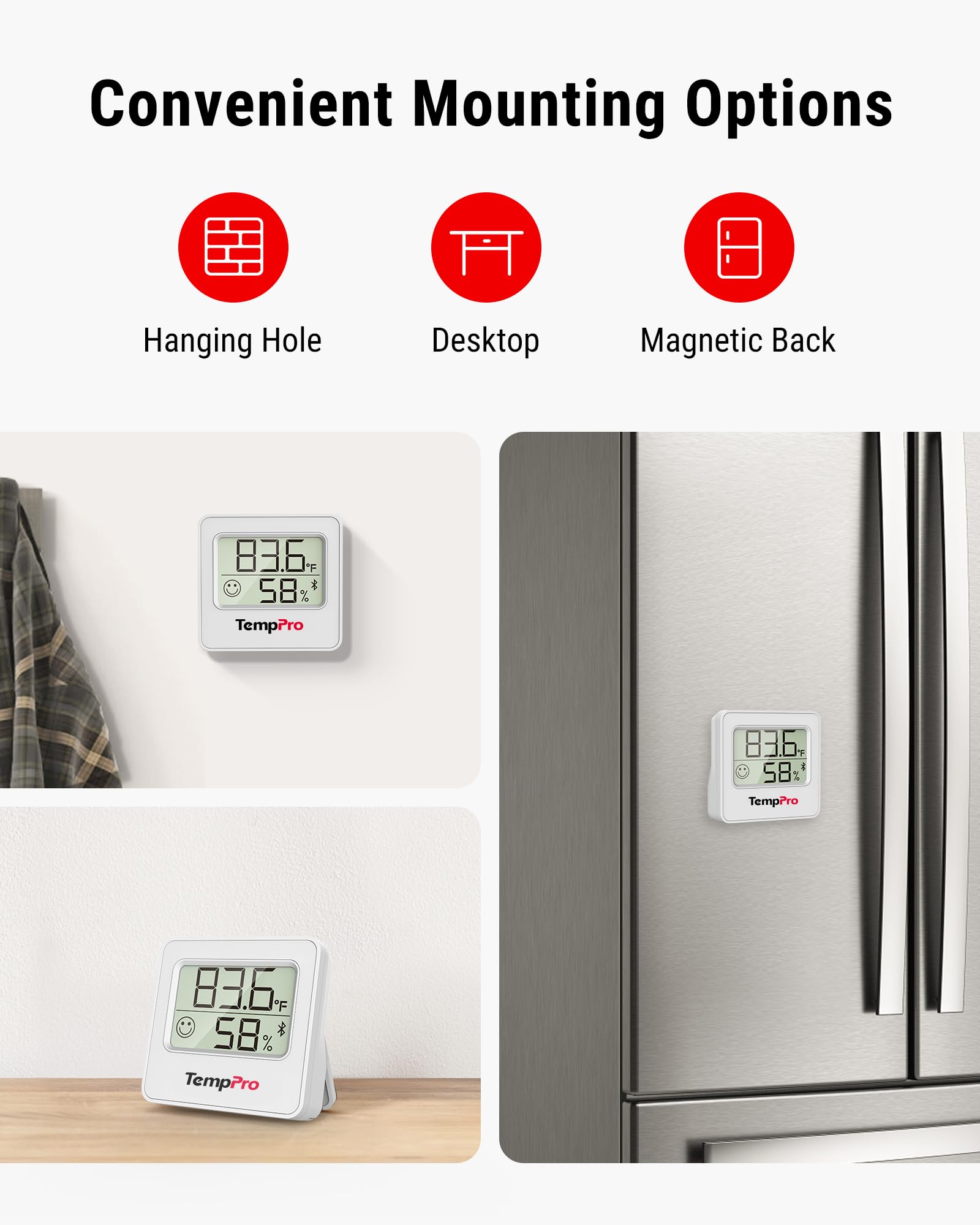 TempAir Bluetooth Digital Hygrometer Indoor Thermometer of 260FT