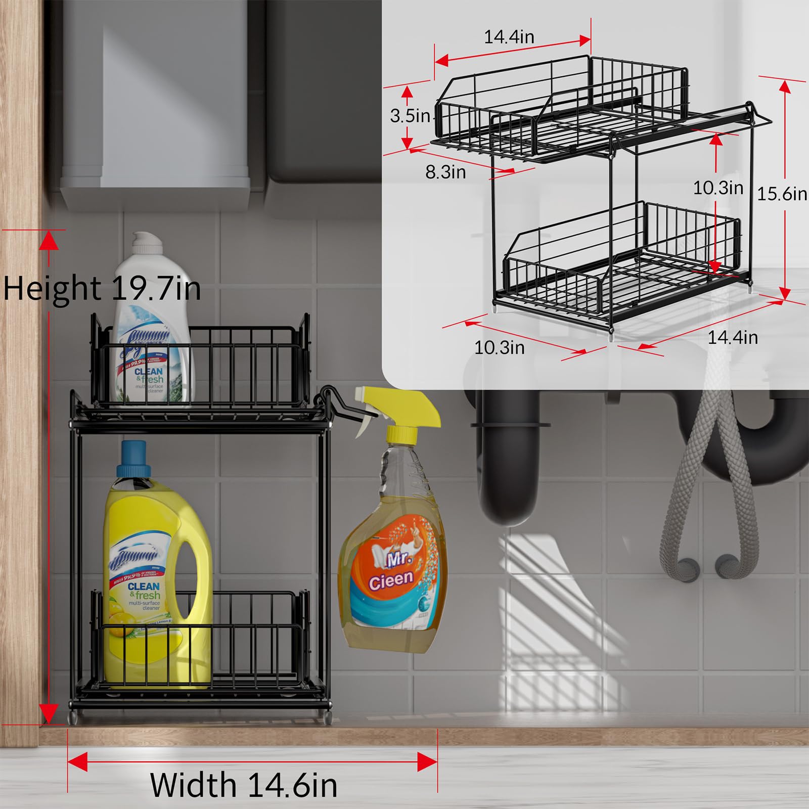 Under Sink Organizers and Storage 2 Pack (2 Count)
