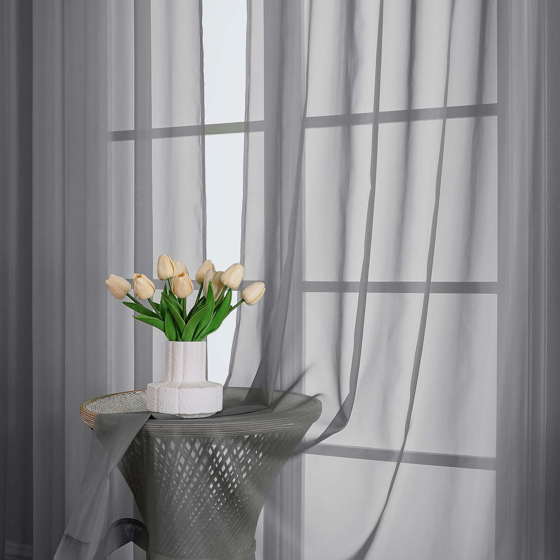 Charcoal Grey Sheer Curtains 84 Inches Long 2 Panels (2 Count)