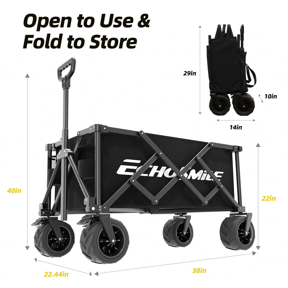 Wagons Carts Foldable Heavy Duty with 400Lbs Wt