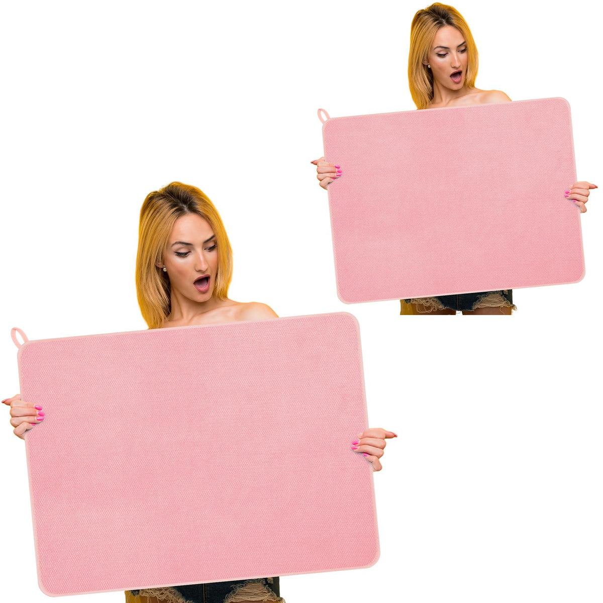 2 Pack Extra Large Dish Drying Mat Microfiber Absorbent Dish Drying Pad Large Size Dishes Drainer Mats for Countertop