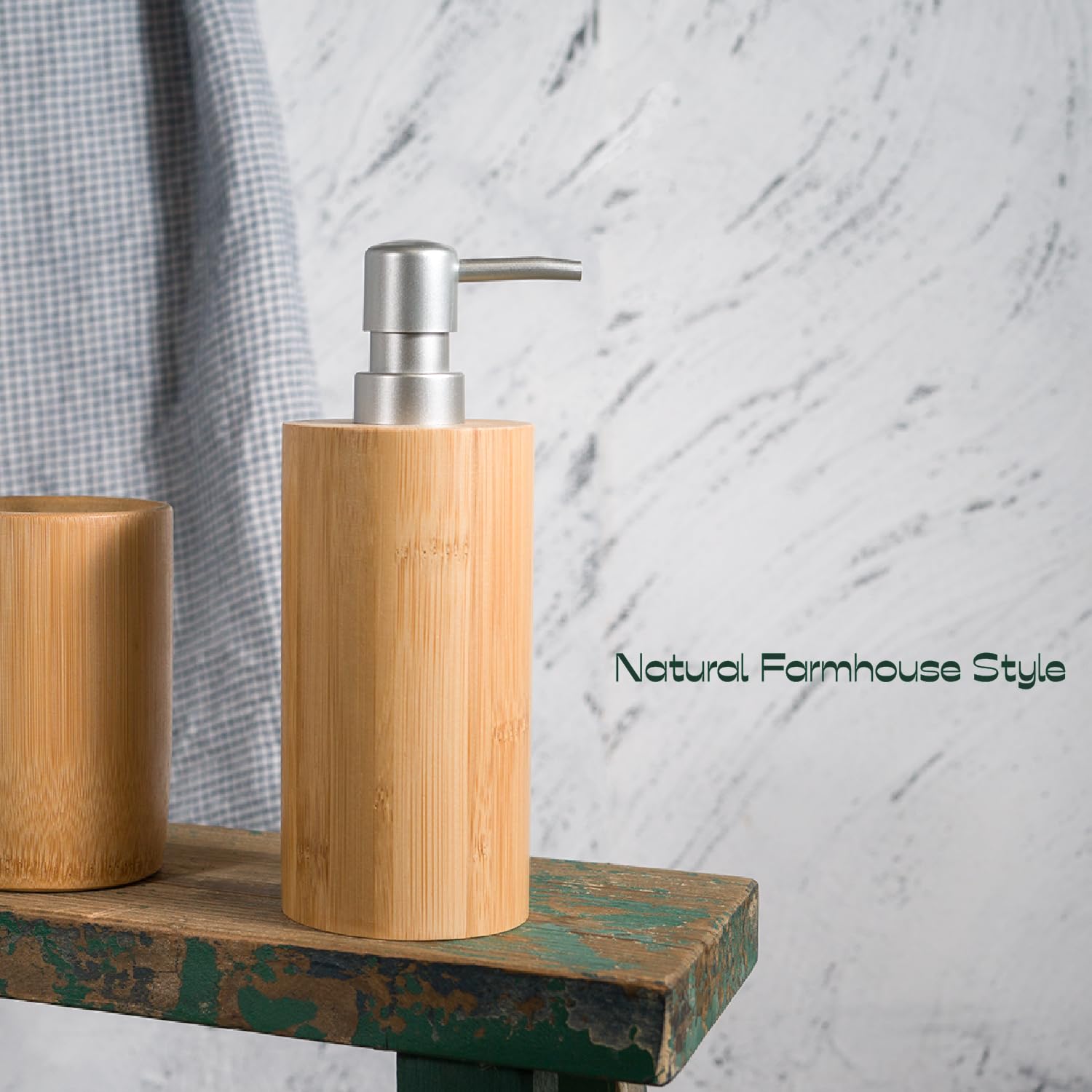 Natural Bamboo Cylindrical Soap Dispenser