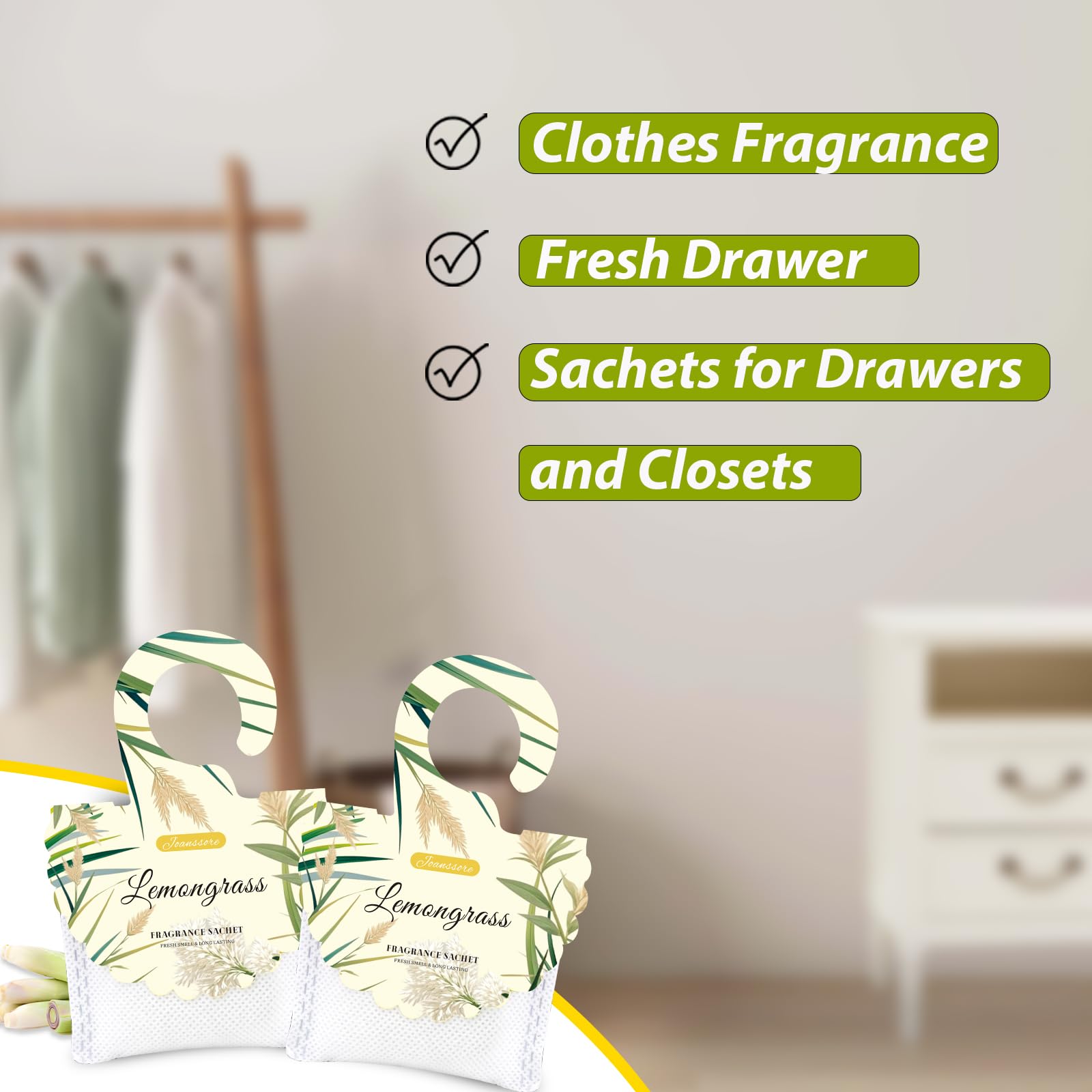 15 Packs Lemongrass Scented Sachets for Drawers and Closets (7.93 Ounce)