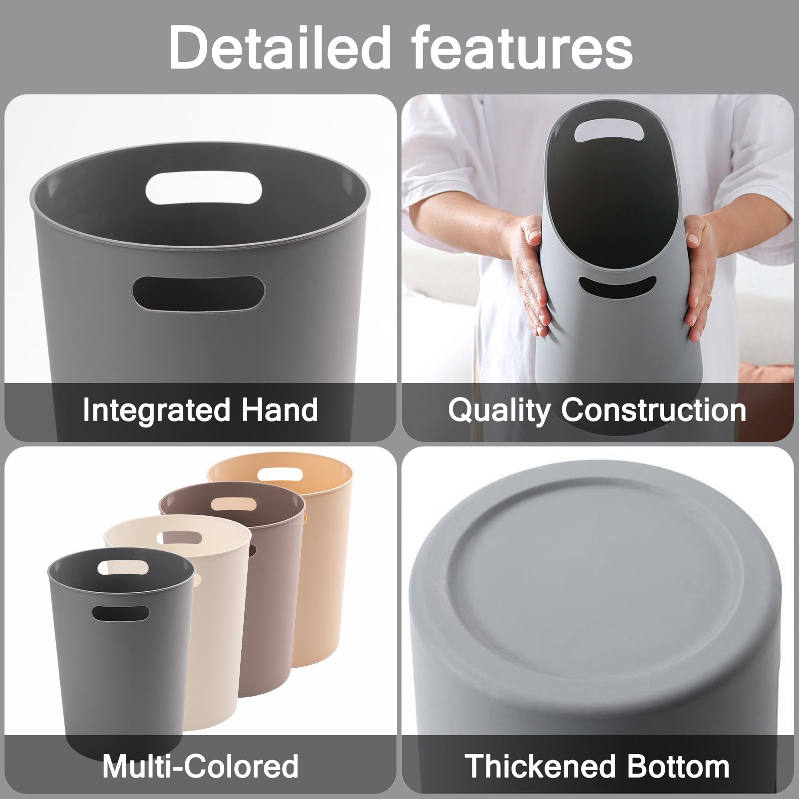 4 Pack Small Trash Can 3 Gallon Garbage Can for Bathroom Bedroom Kitchen (4 Count)