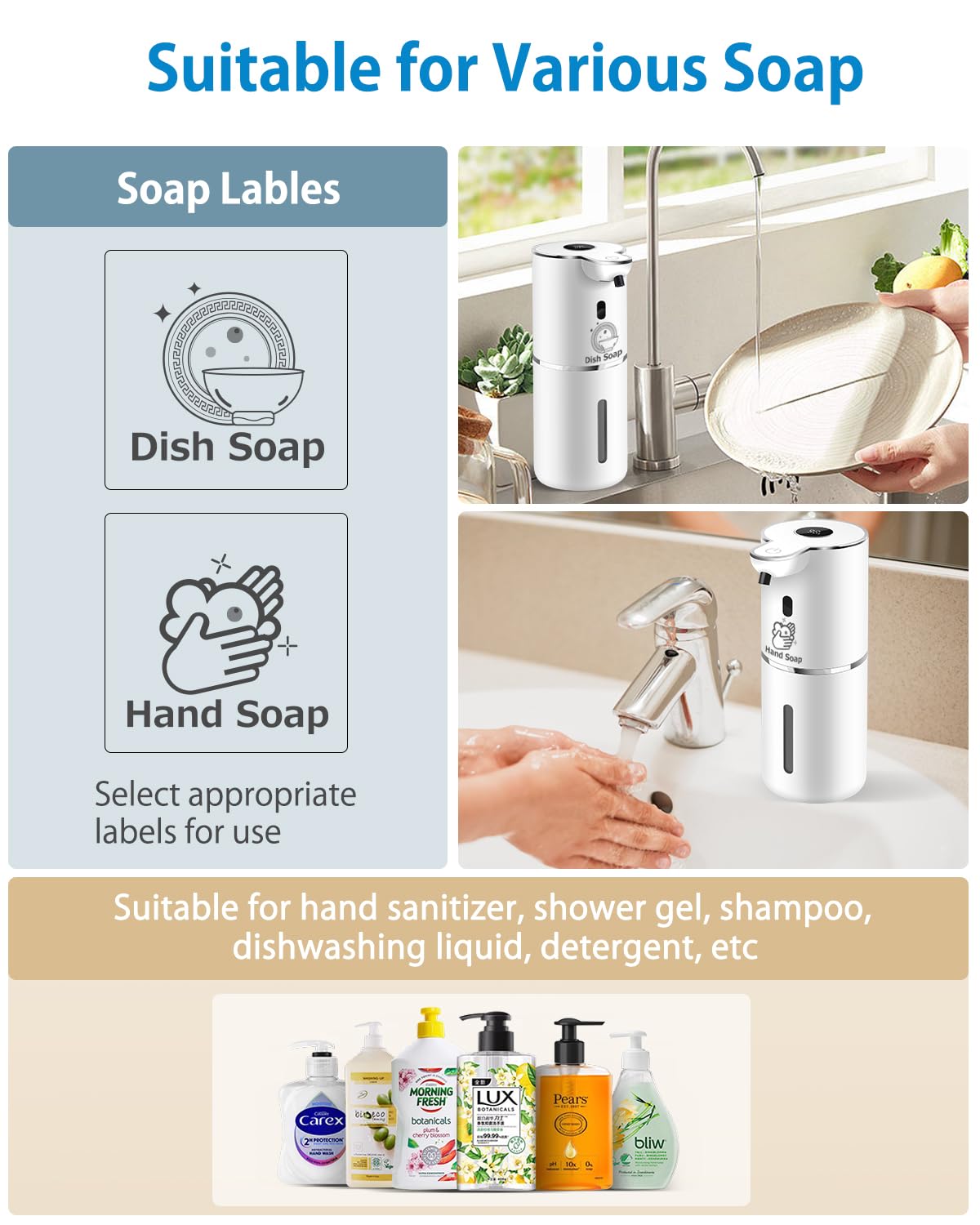 Automatic Liquid Soap Dispenser with 6 Levels Soap Adjustable