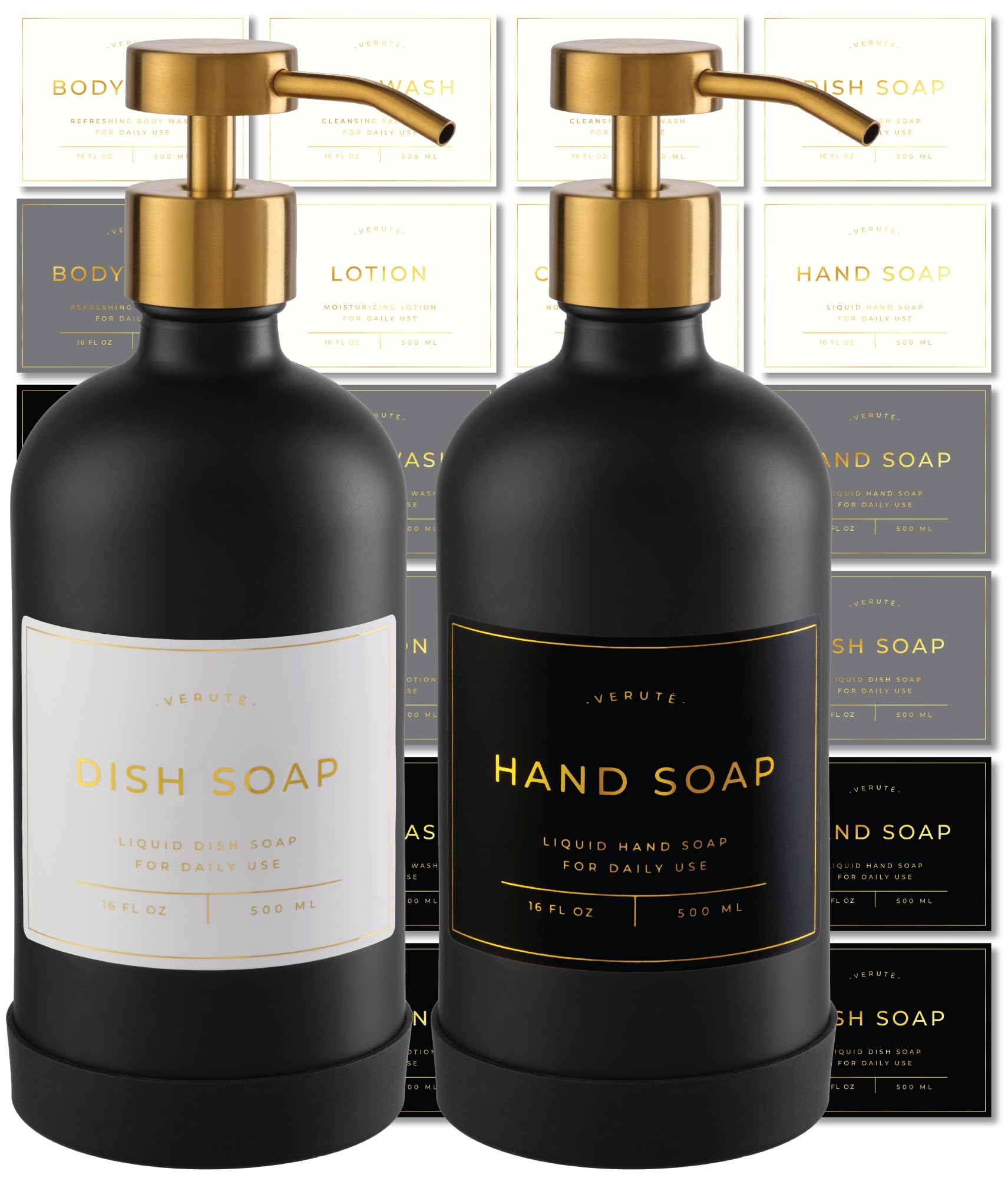 Hand and Dish Soap Dispenser for Kitchen and Bathroom (2 Count)