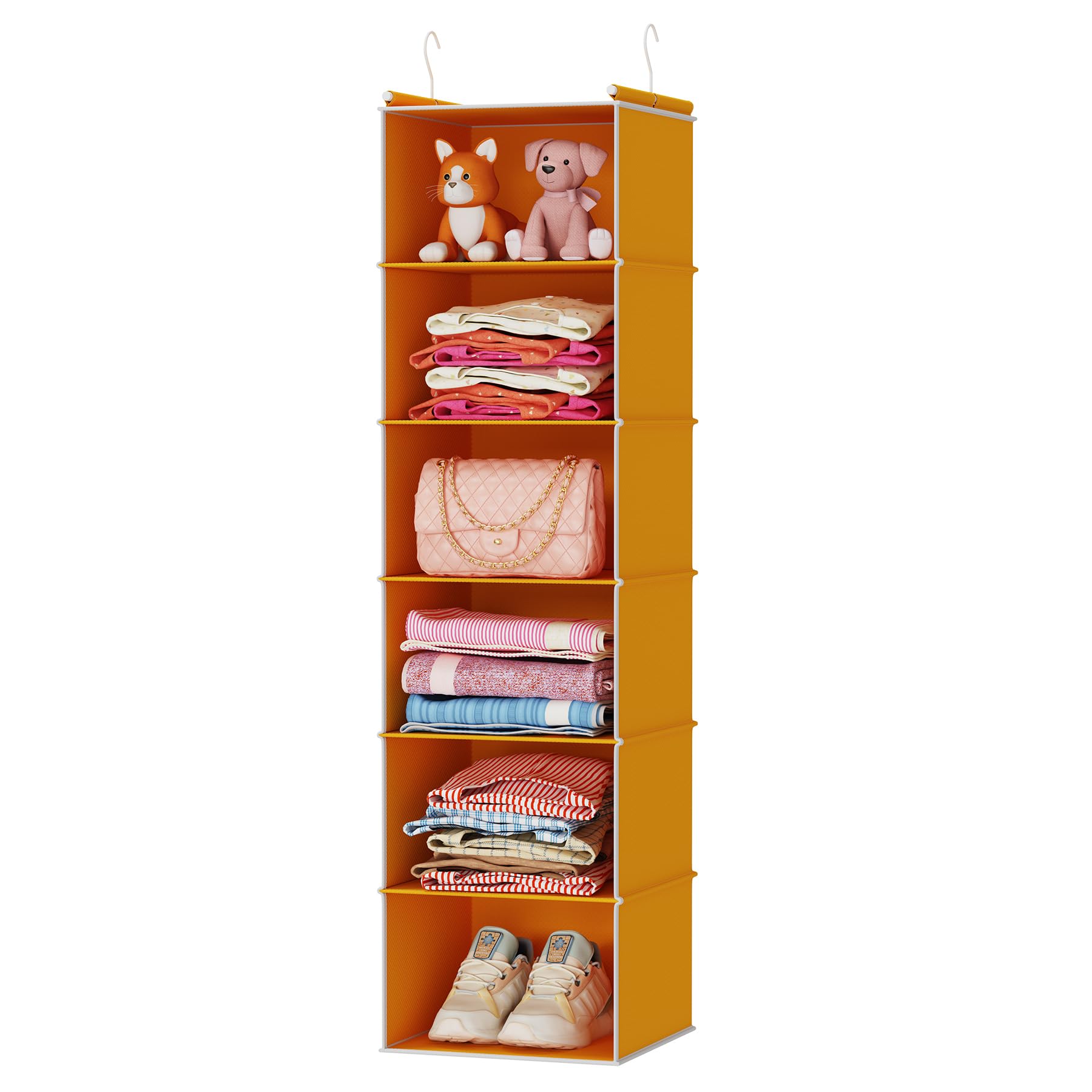 6 Tier Hanging Closet Organizer with 2 Sturdy Hooks