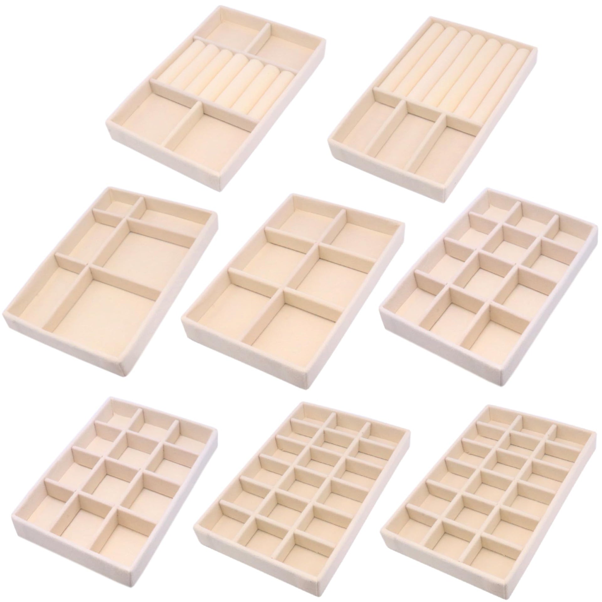 Jewelry Organizer Drawer 8 Set Jewelry Boxes Velvet Jewelry Drawer Organizer Stackable Jewelry Tray for Earring Necklace Display (8 Count)