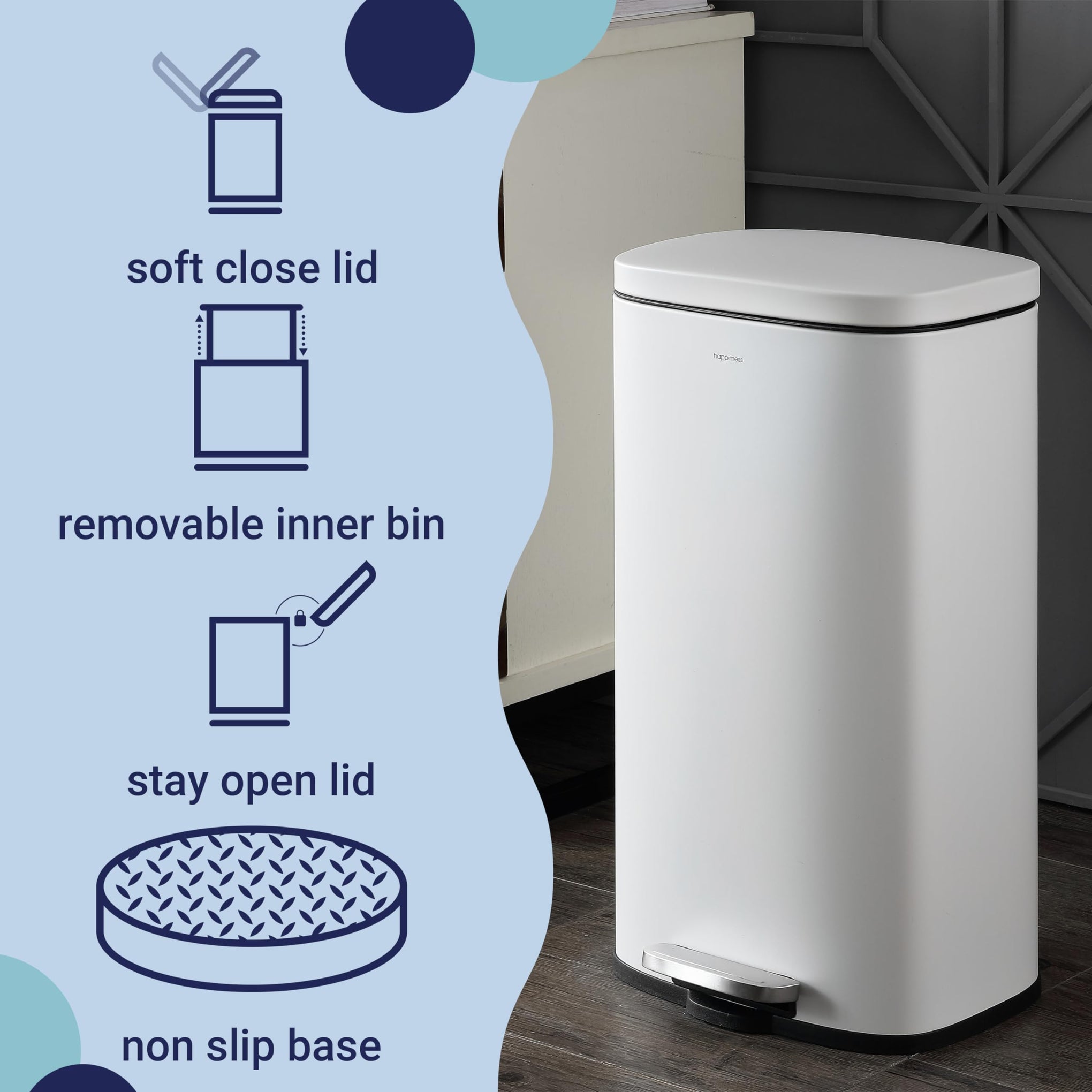 Curtis 8 Gal Step Trash Can Soft Close 25"