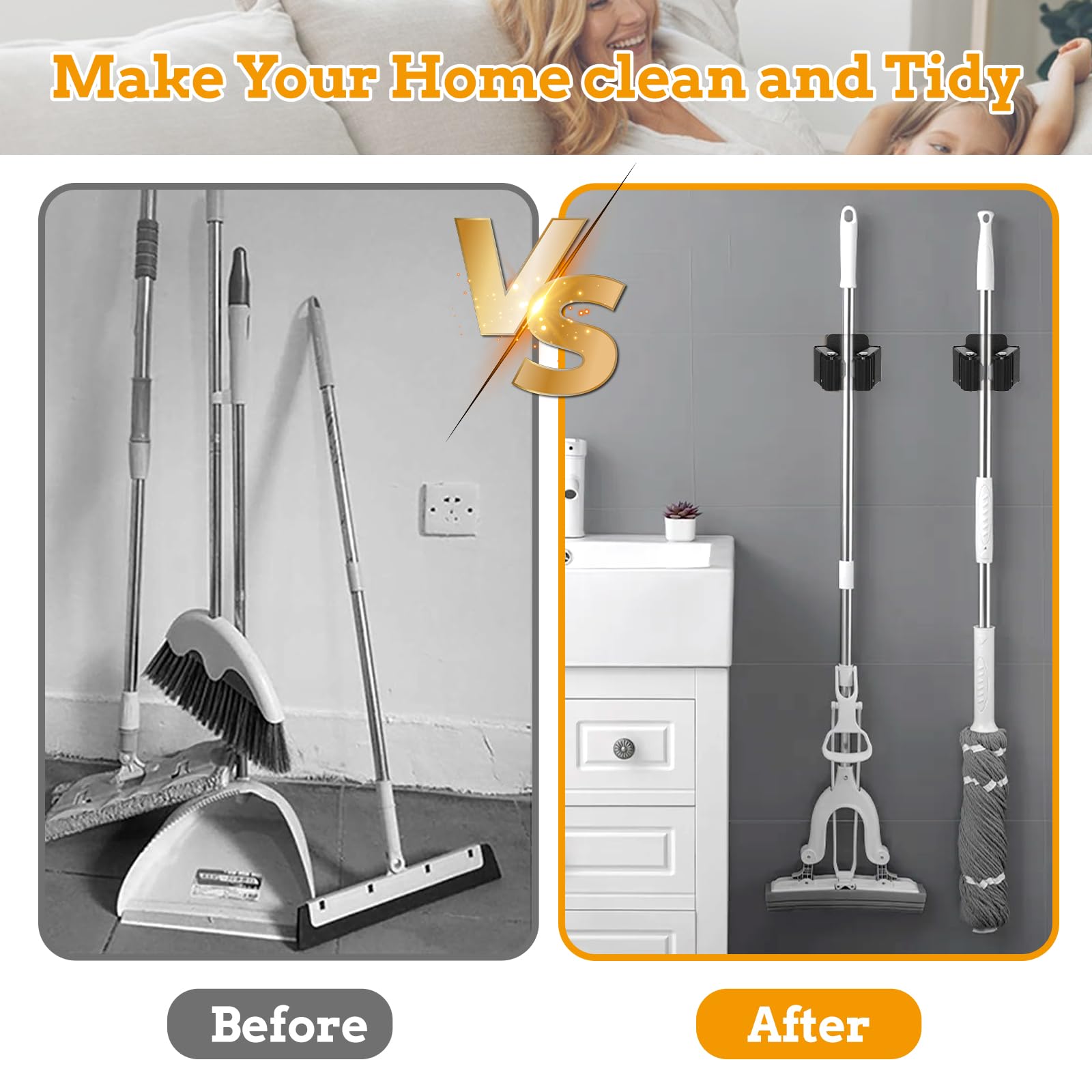 24 Pack Broom and Mop Holder Wall Mount (24 Count)
