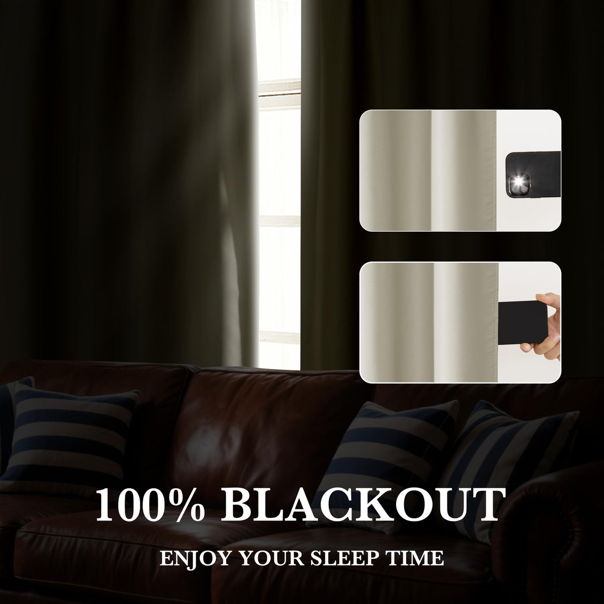 100% Blackout Short Curtains for Small Window (2 Count)