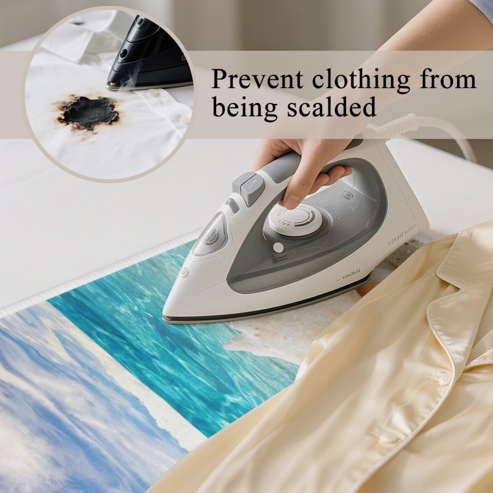 Ironing Mat Hawaiian Beach Heat Resistant Ironing Blanket Thick Portable Travel Ironing Pad for Table Top Washer and Dryer