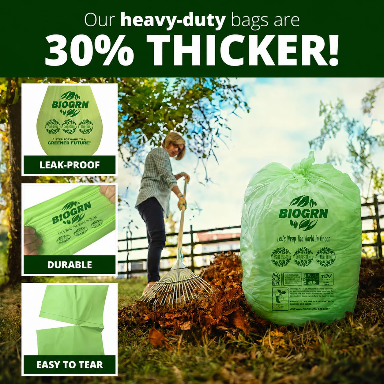 60 64 Gallon Compostable Trash Bags (12 Count)