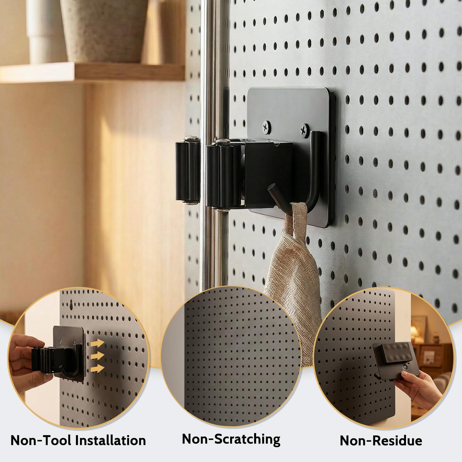 4pcs Magnetic Broom Holder Wall Mount (4 Count)
