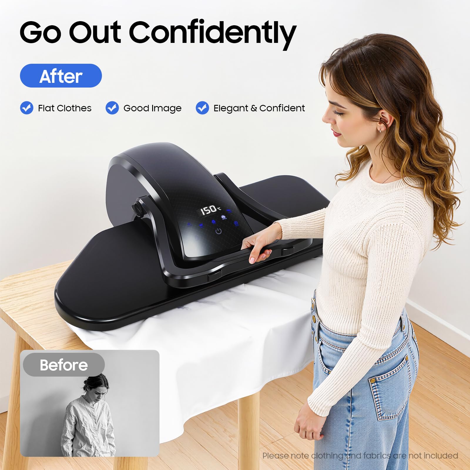 Intelligent Steam Press with 5 Fabric Setting Professional Steamer 1600W for Home