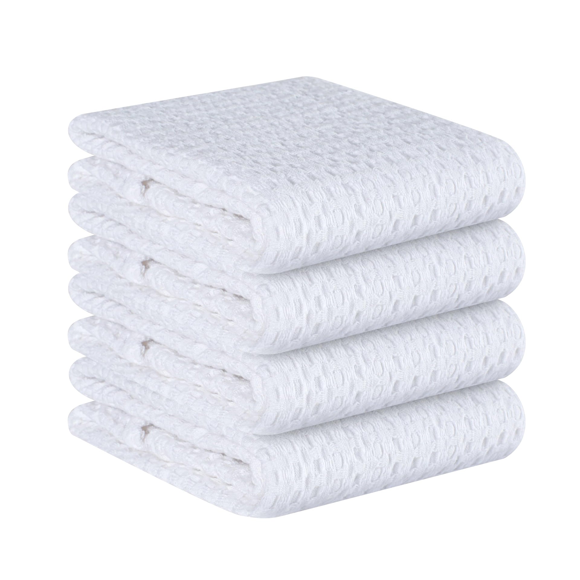4 Pack Premium Waffle Kitchen Towels with Hanging Loop 16x26 inches