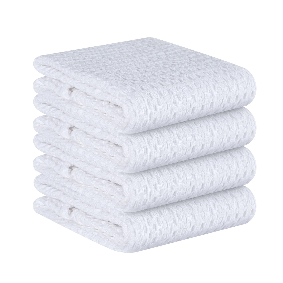 4 Pack Premium Waffle Kitchen Towels with Hanging Loop 16x26 inches