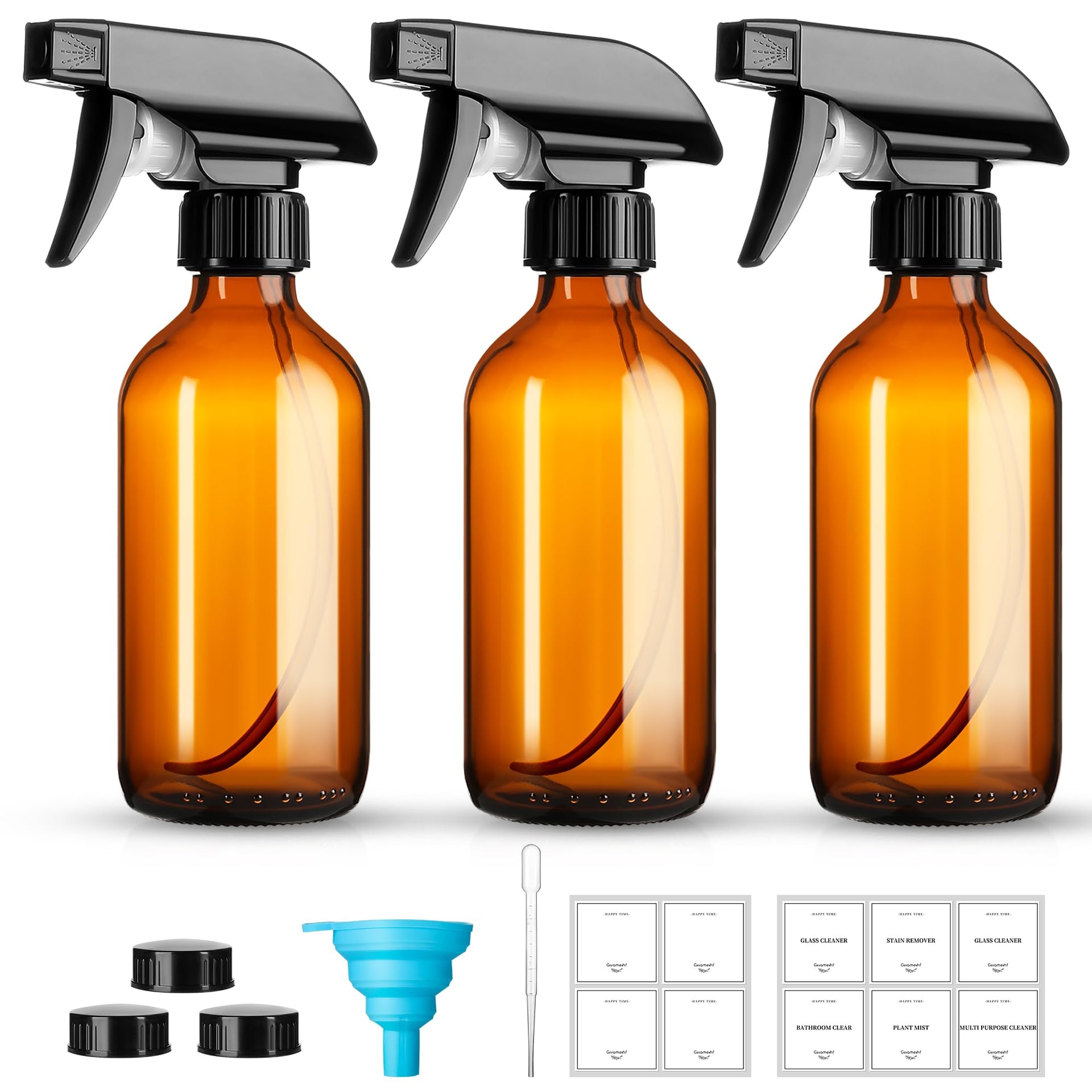 8oz Amber Glass Spray Bottles (3 Count)