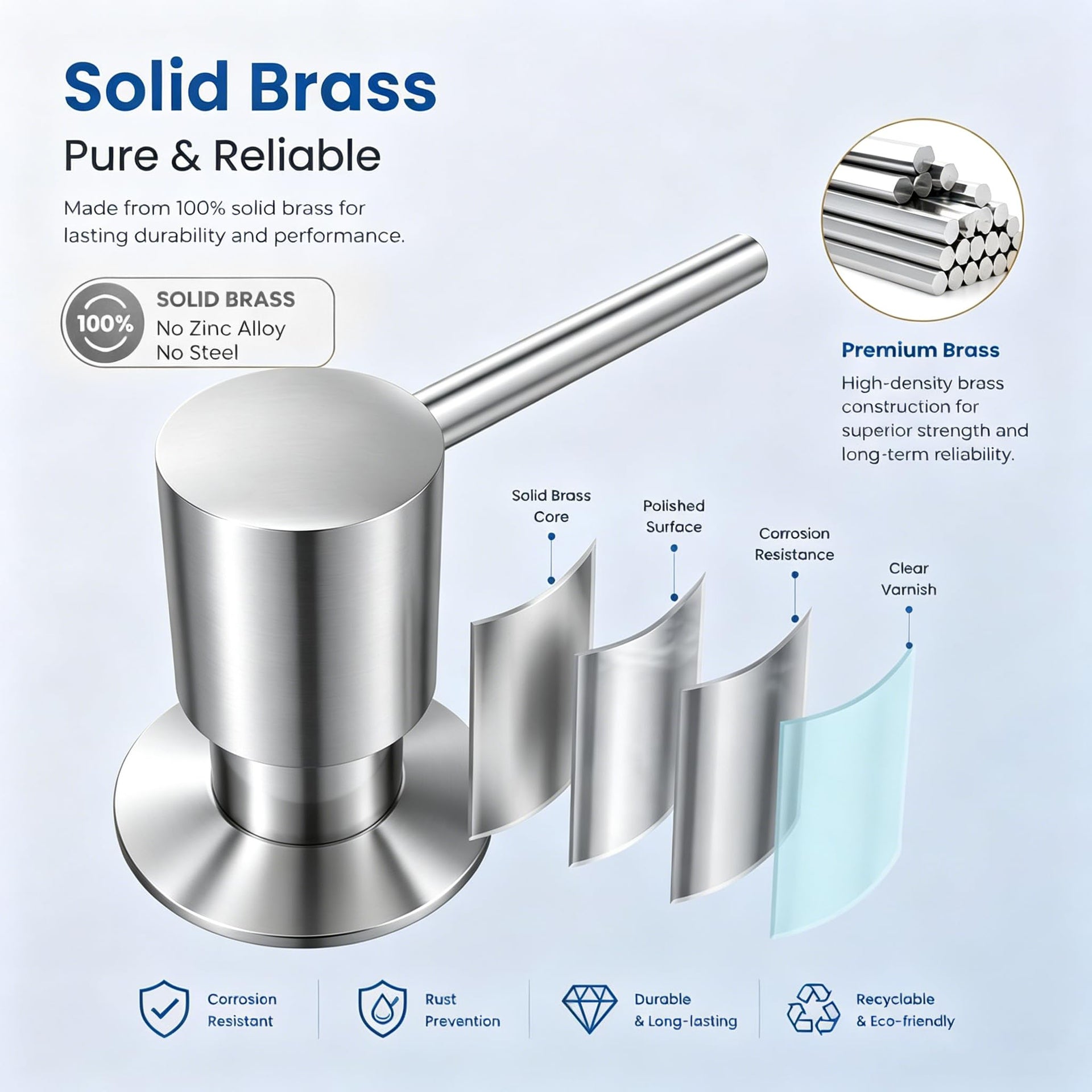 304 Stainless Steel Kitchen Sink Soap Dispenser 10 oz