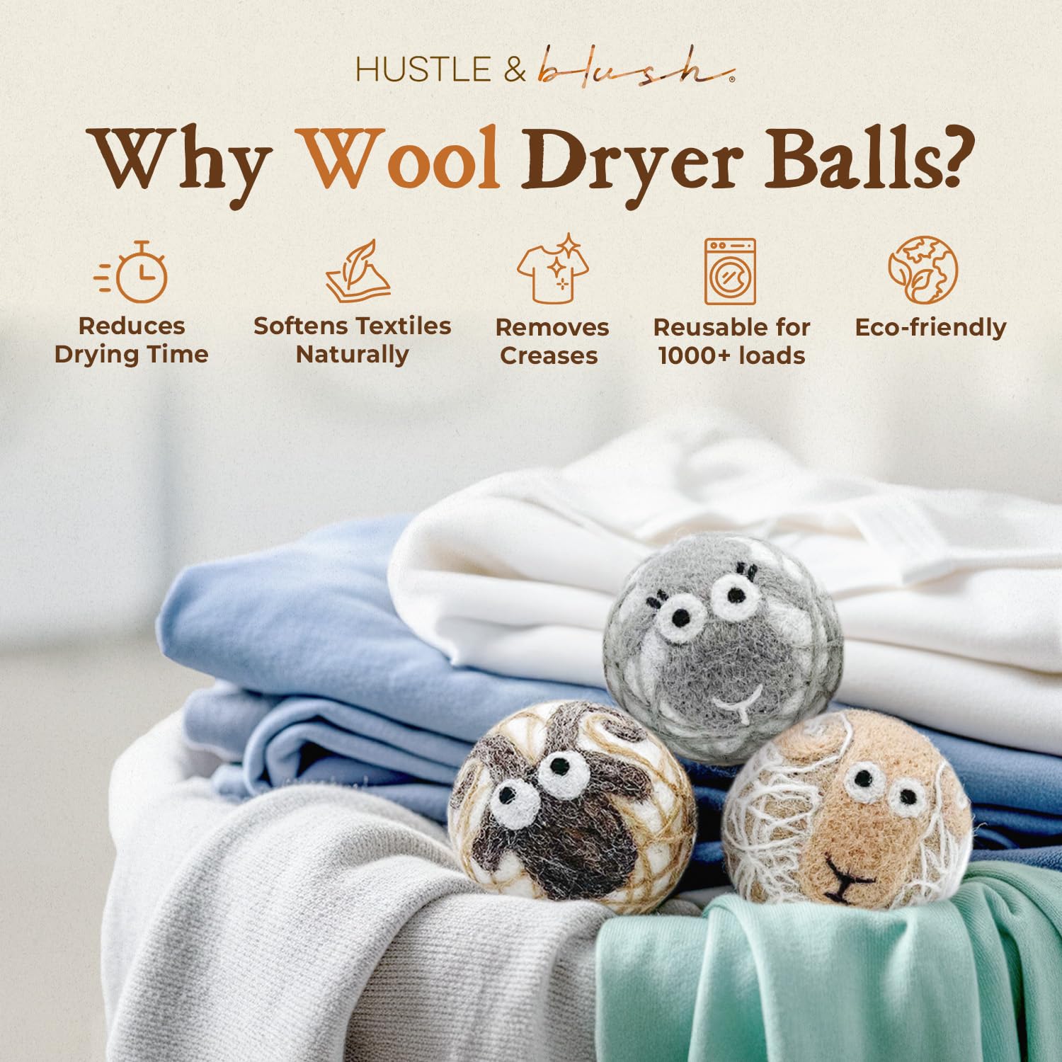 Fluff Ewes Wool Dryer Balls 3 Pack (3 Count)