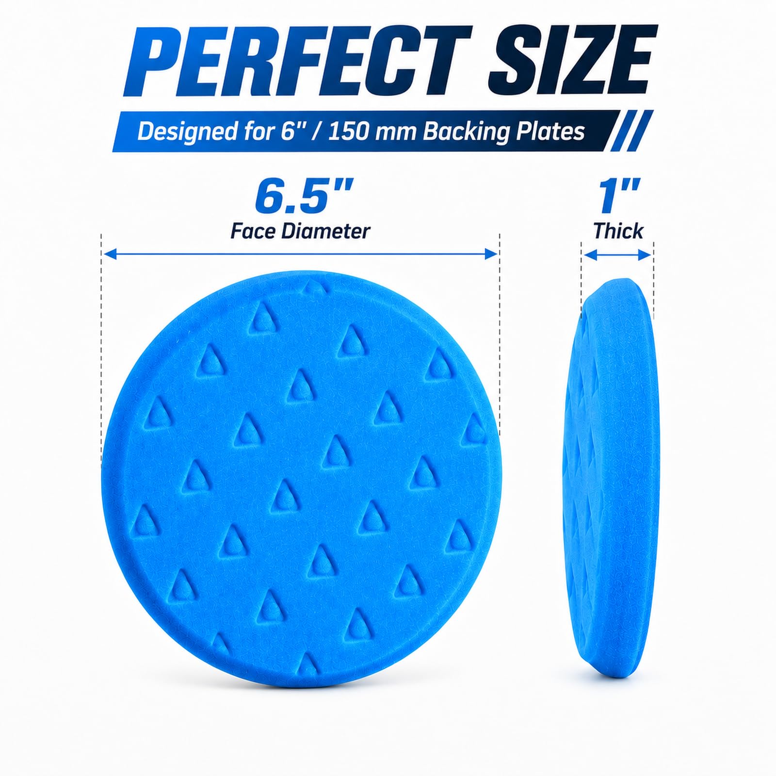 Polishing Pad 6.5 Inch 3 Pack Blue Foam Buffing Pads for Car Detailing (3 Count)