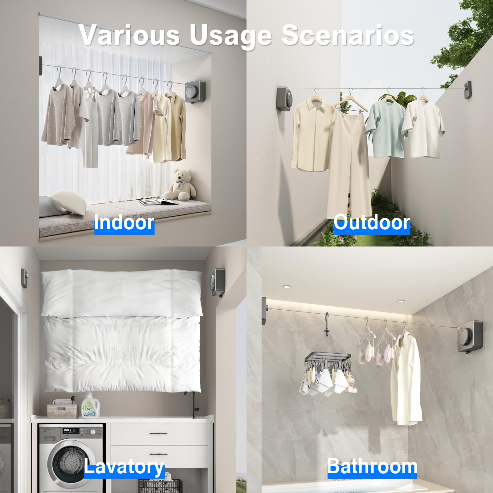 Retractable Clothesline Indoor (15.1 Foot)