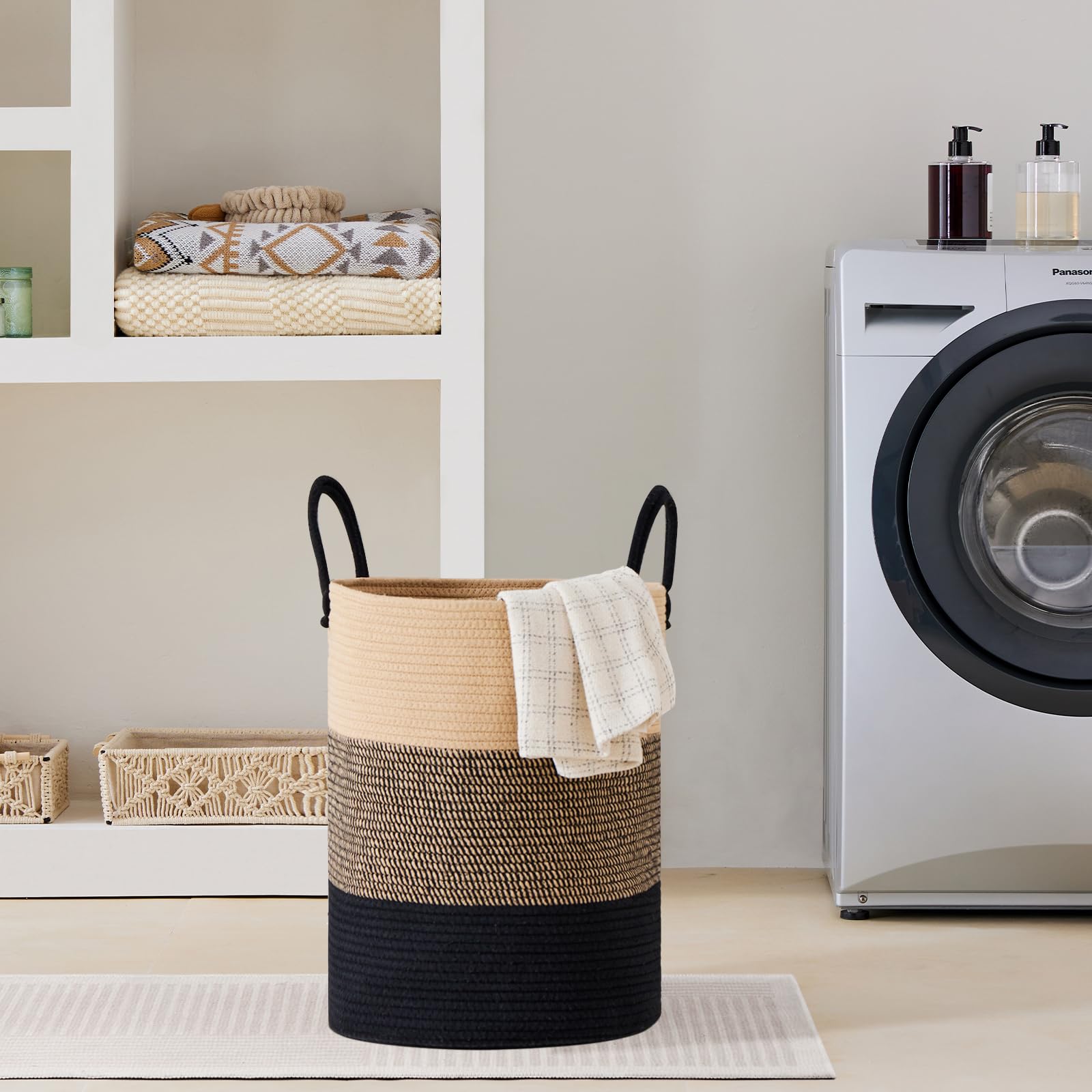 58L Tall Woven Laundry Basket Hamper