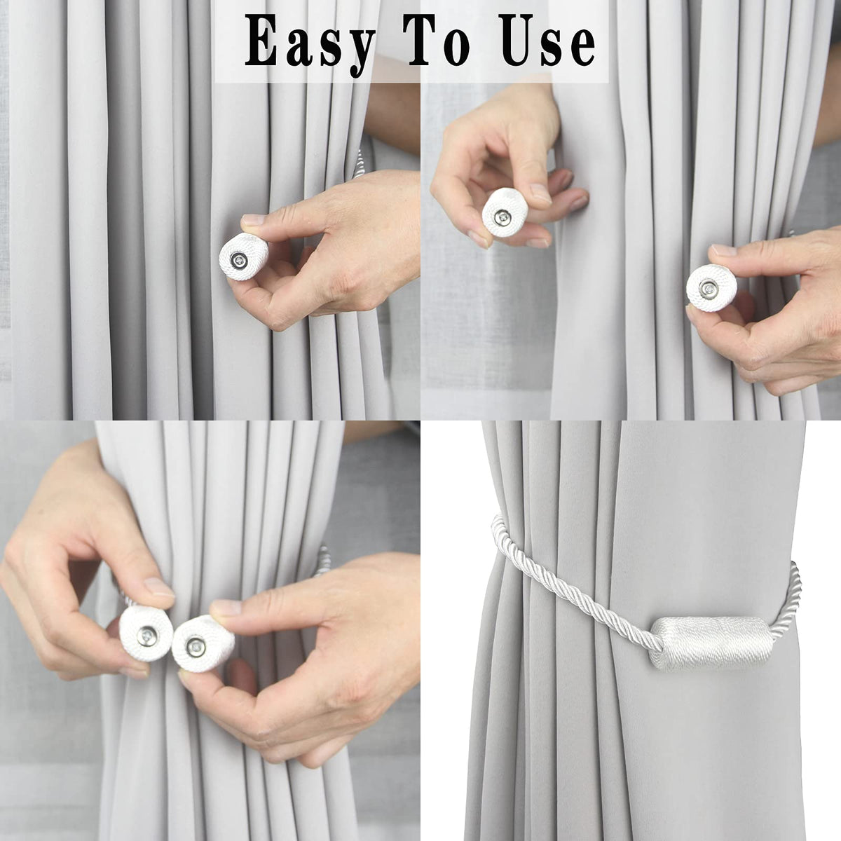 Magnetic Curtain Tiebacks Holdbacks Decorative Tie Backs for Windows Porlau (2 Count)