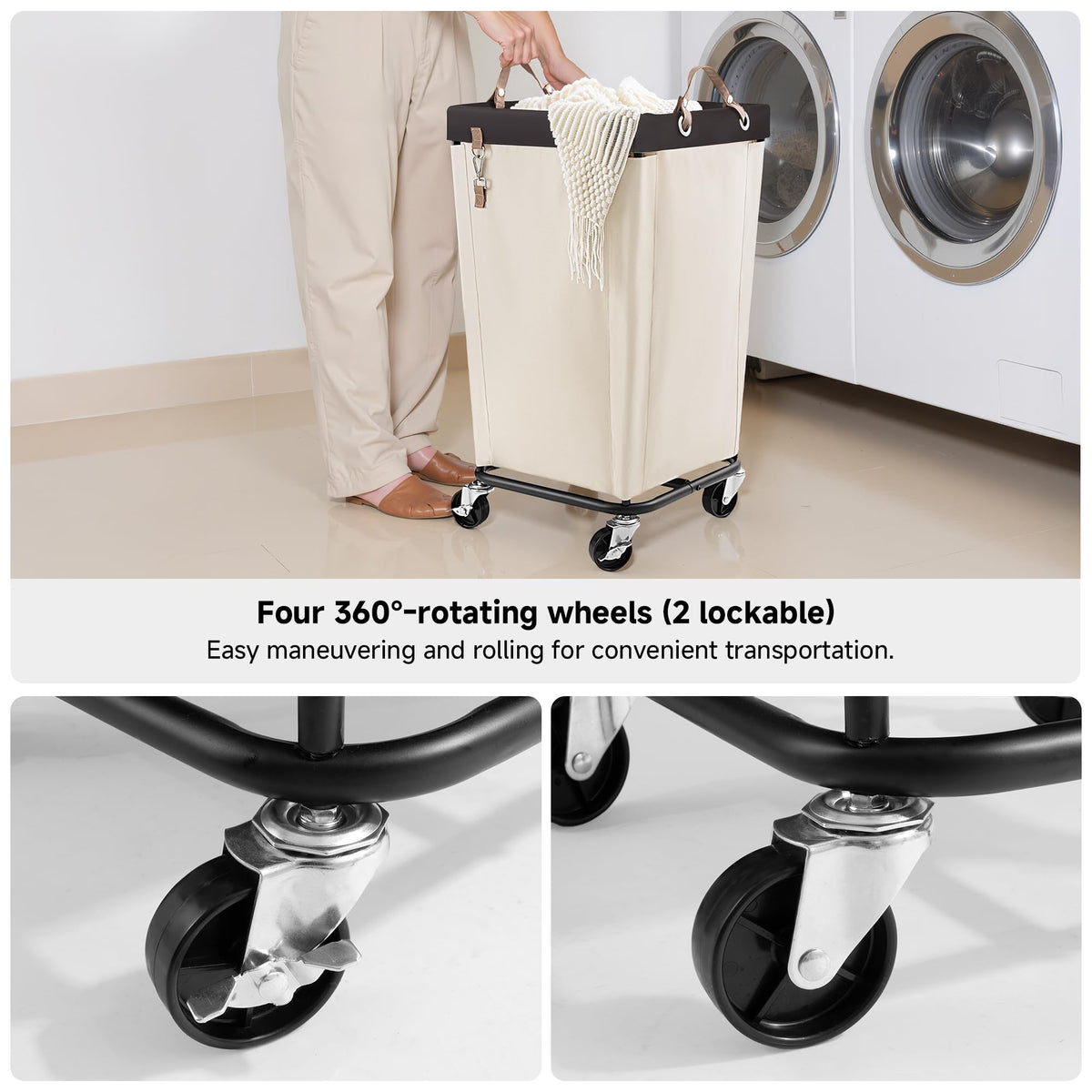 110L Laundry Basket with Wheels
