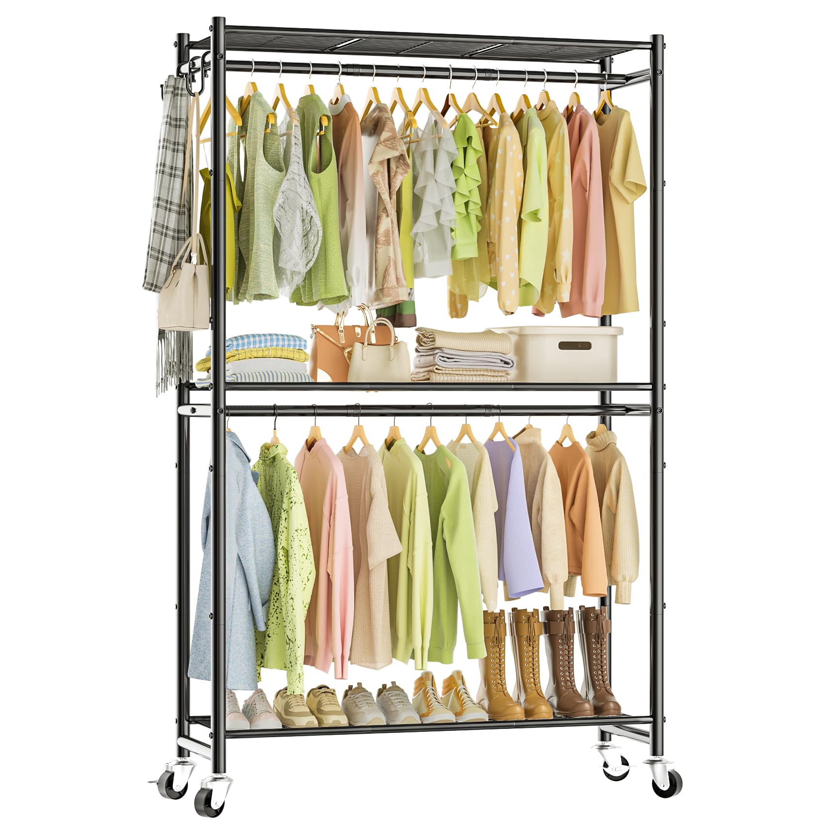 Rolling Clothes Rack for Hanging Clothes