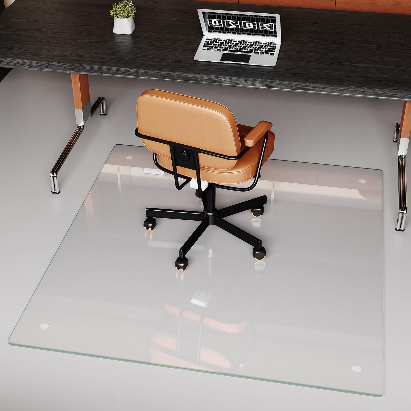Tempered Glass] 42" x 48" Glass Office Chair Mat for Carpet