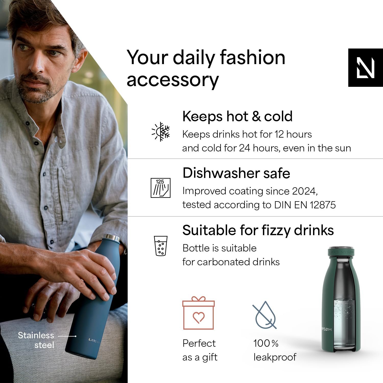 Stainless Steel Insulated Water Bottle 12oz 17oz 25oz 34oz 51oz