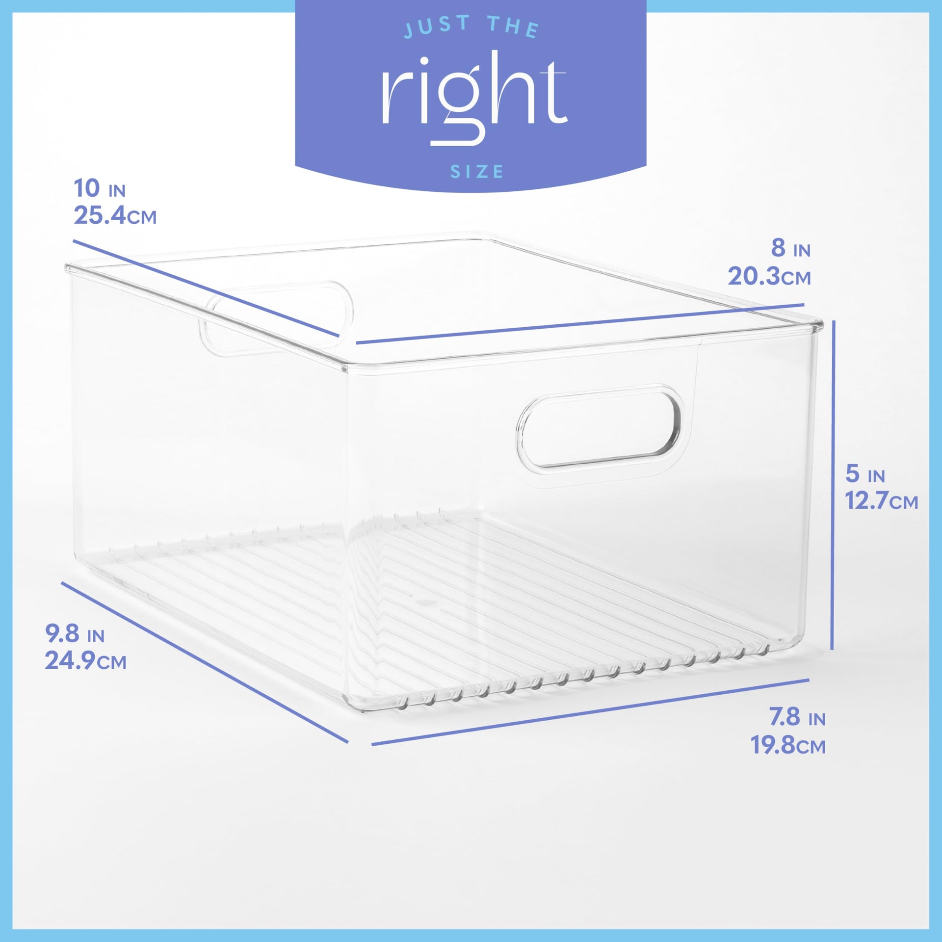 Plastic Food Storage 4 Pack Clear Container Bin with Handles for Organizing Kitchen (4 Count)