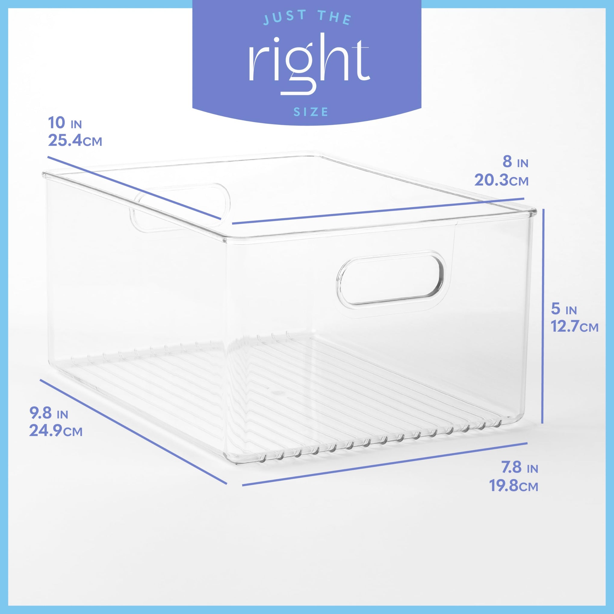 Plastic Food Storage 4 Pack Clear Container Bin with Handles for Organizing Kitchen (4 Count)