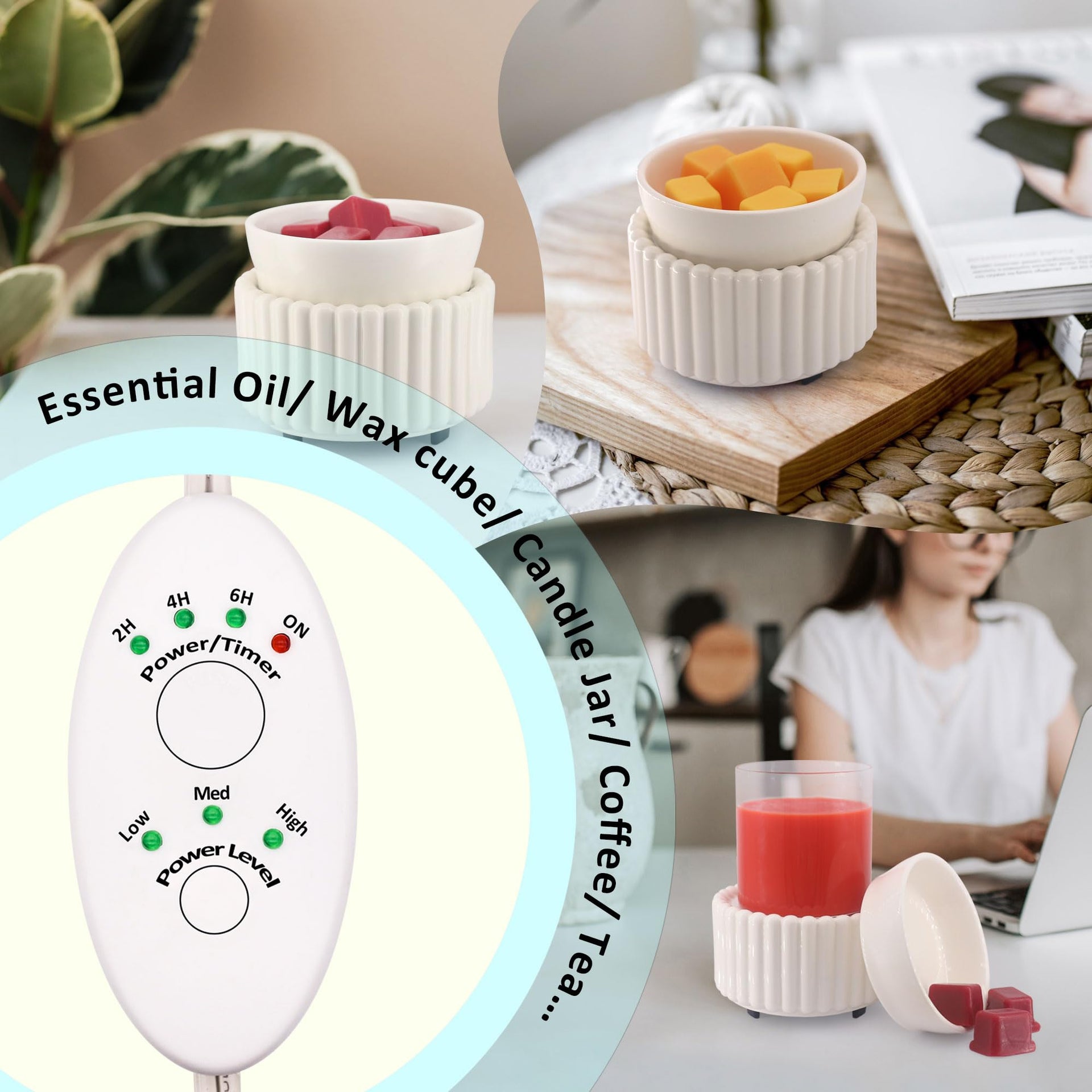 Ceramic Wax Melt Warmer with Timer Candle Warmer for Scented Wax Electric Fragrance Burner for Home