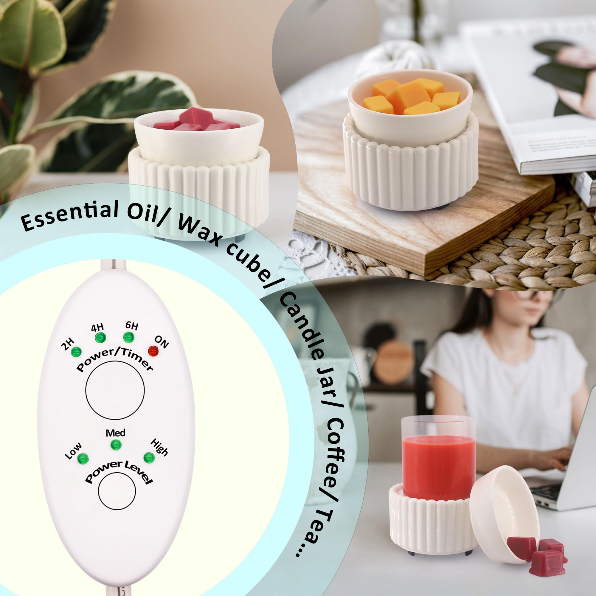 Ceramic Wax Melt Warmer with Timer Candle Warmer for Scented Wax Electric Fragrance Burner for Home