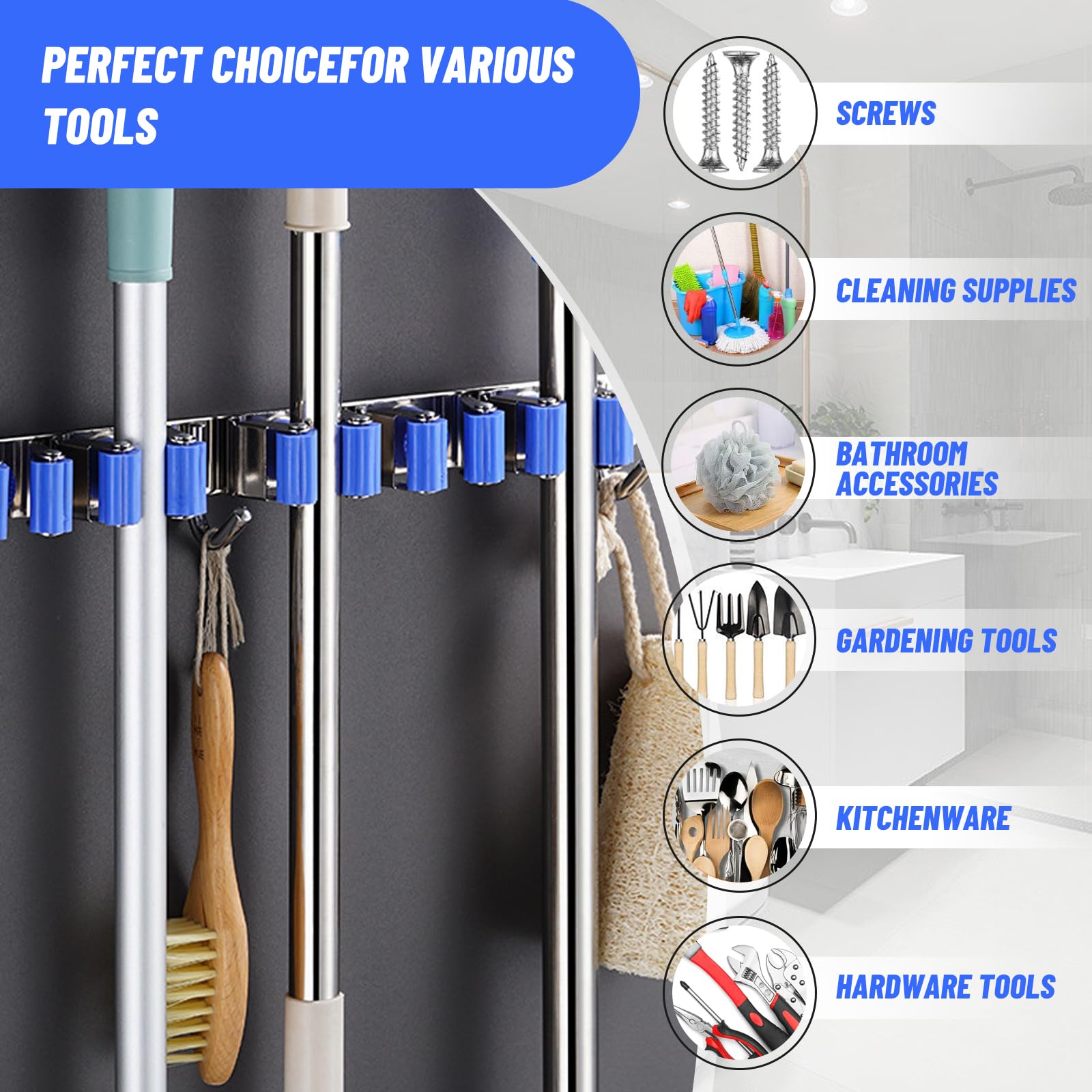 Mop Broom Holder Wall Mounted