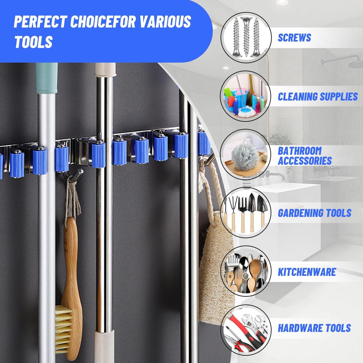 Mop Broom Holder Wall Mounted