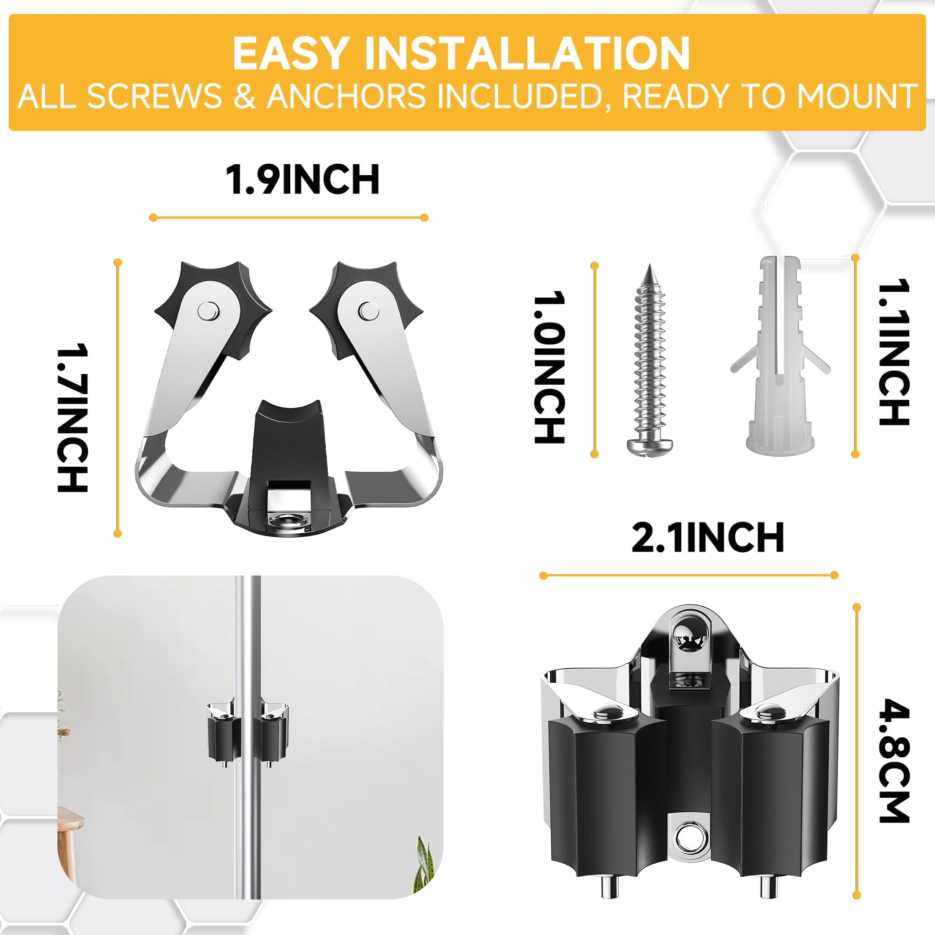 Broom Holder Wall Mount (3 Count)