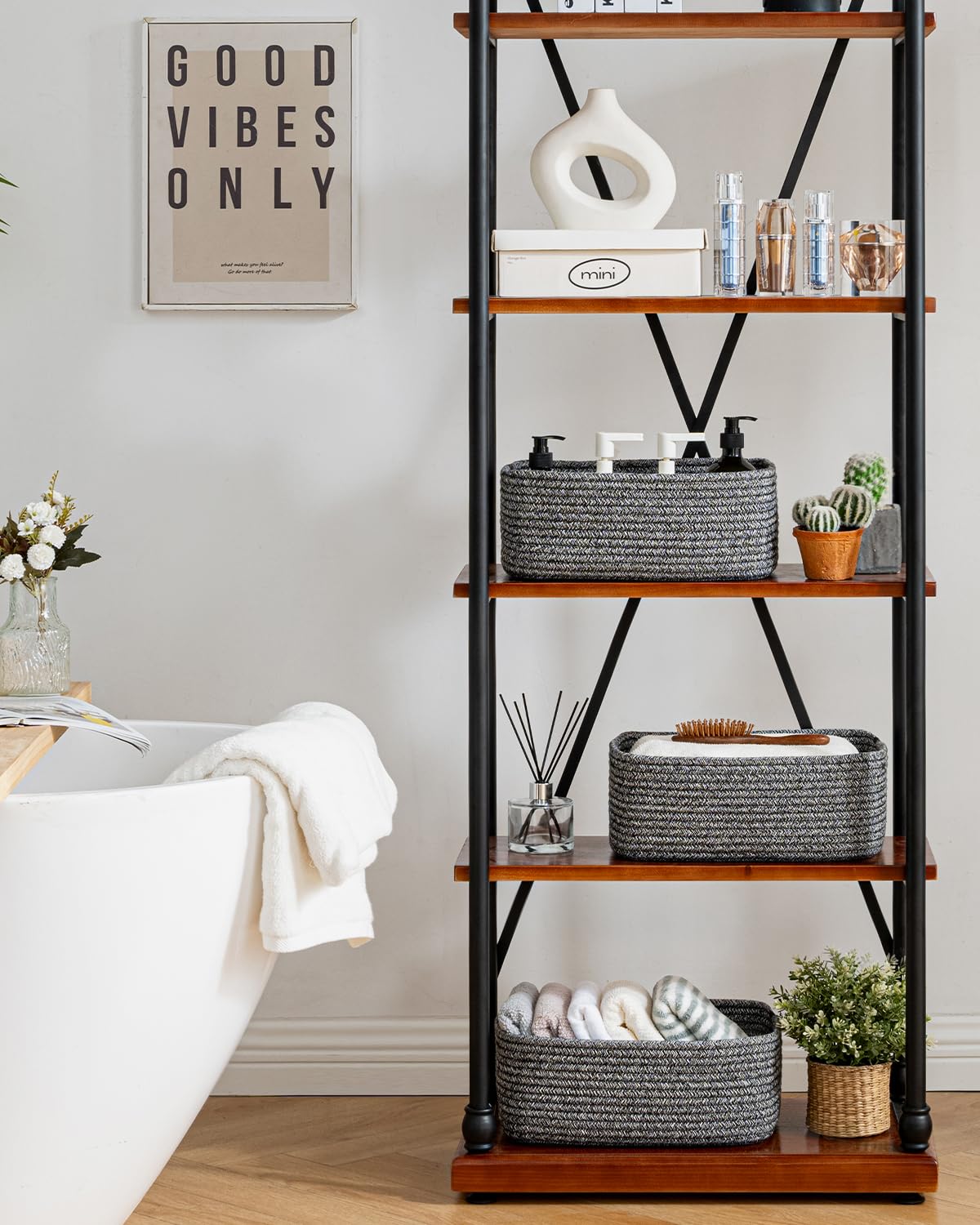 Small Woven Storage Basket for Organizing (3 Count)