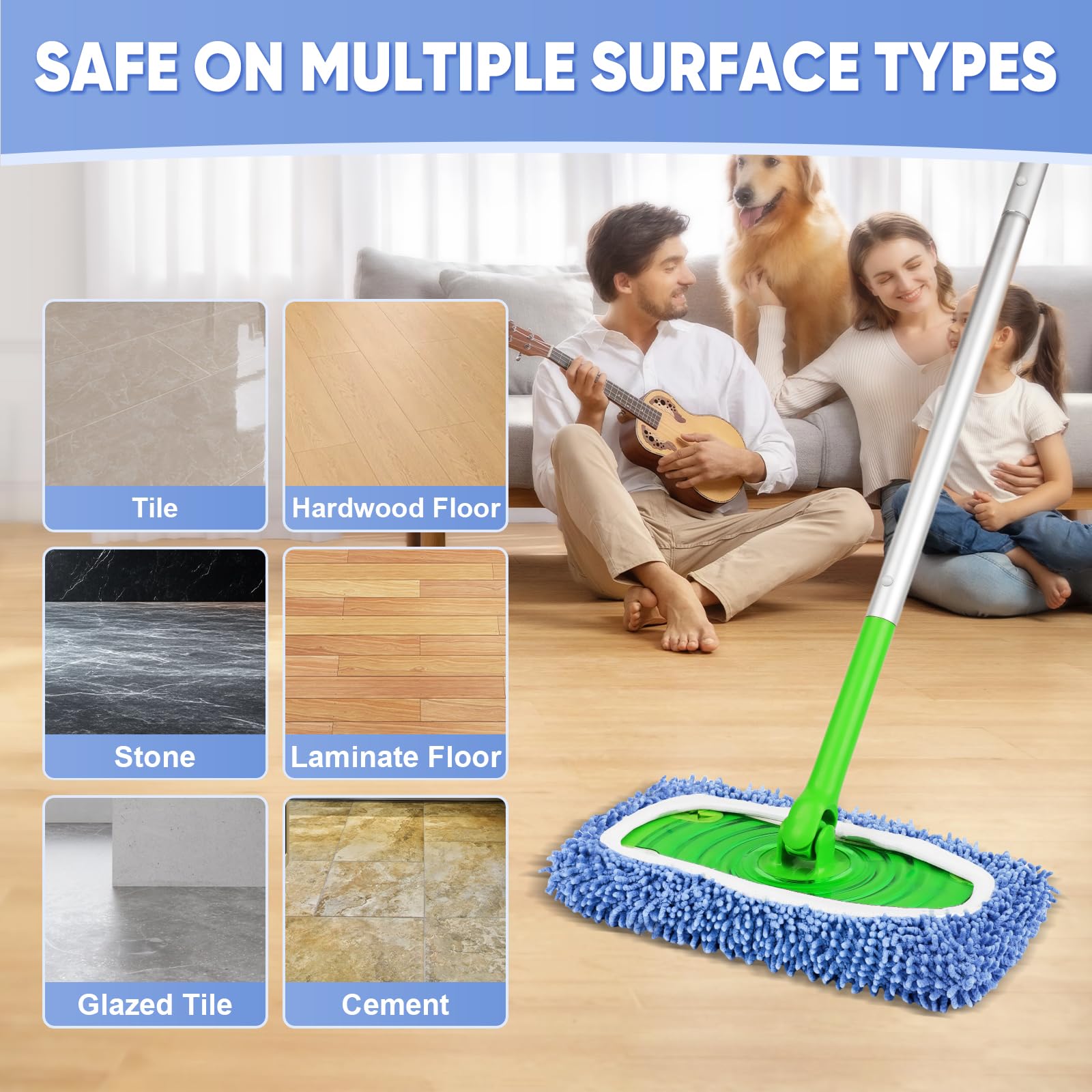 6 Pack Reusable Mop Pads Compatible with Swiffer Sweeper (6 Count)